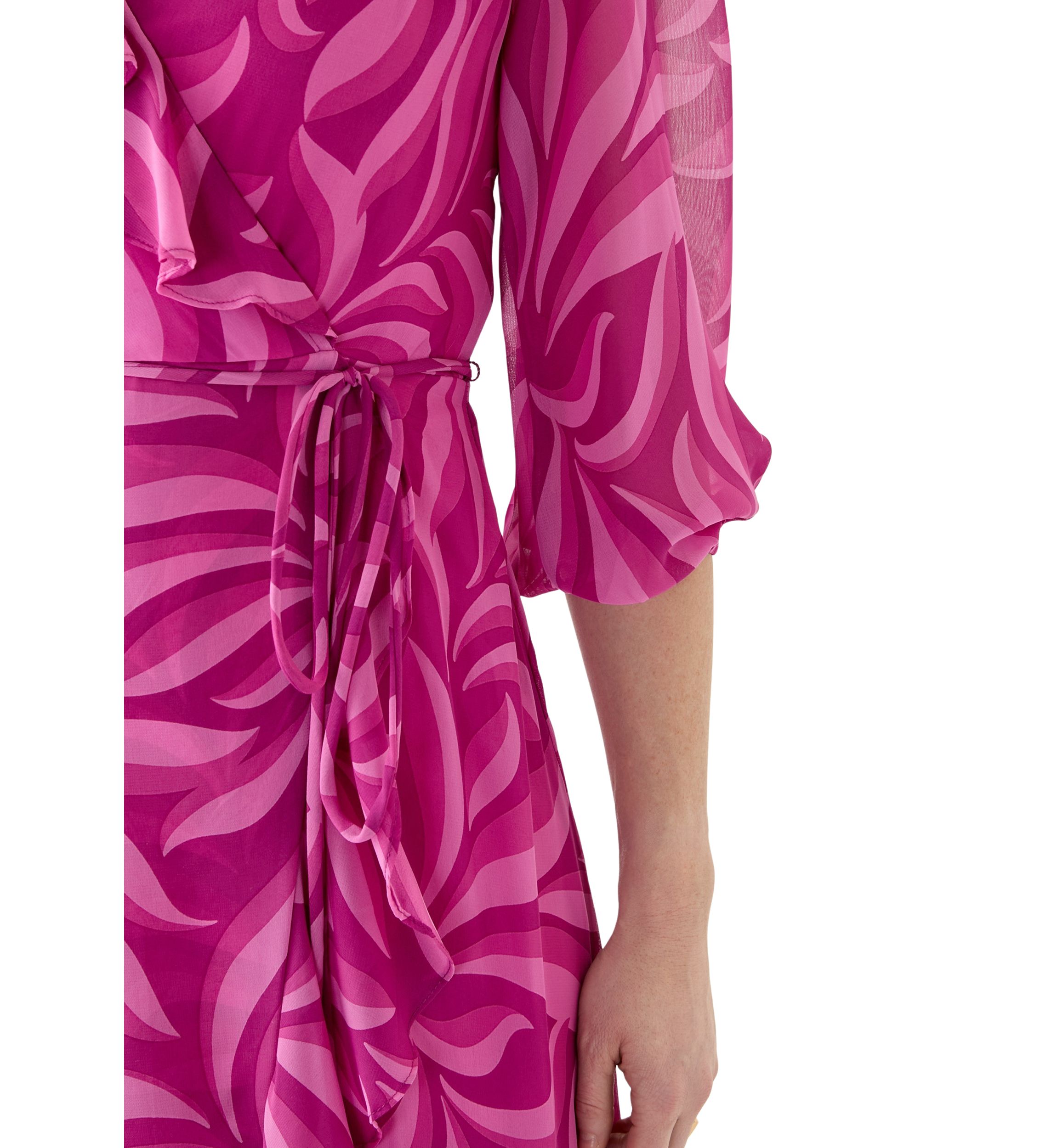 Womens V-Neck Printed Chiffon Fit and Flare Dress