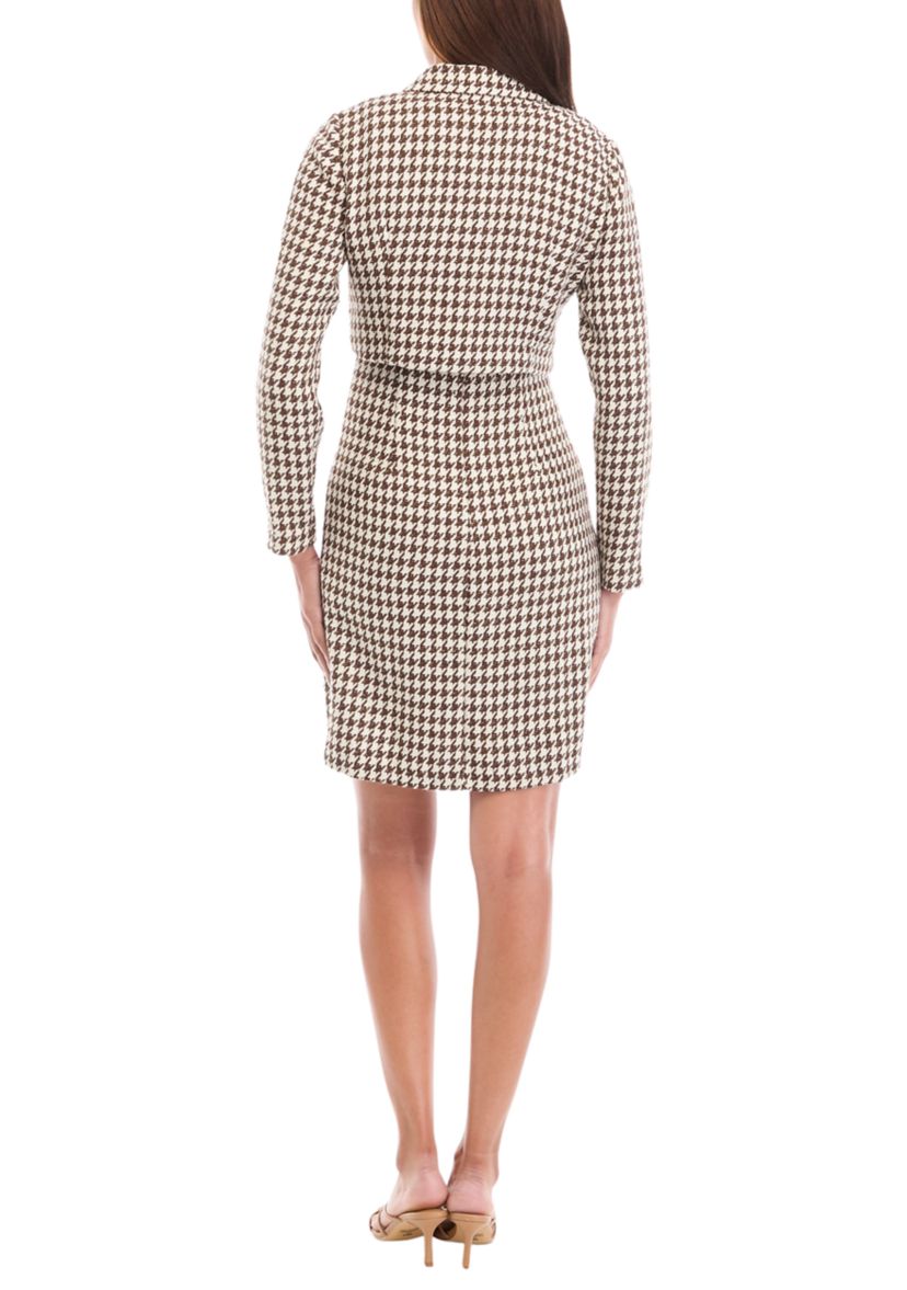 Womens Long Sleeve Collared Button Detail Jacket Dress