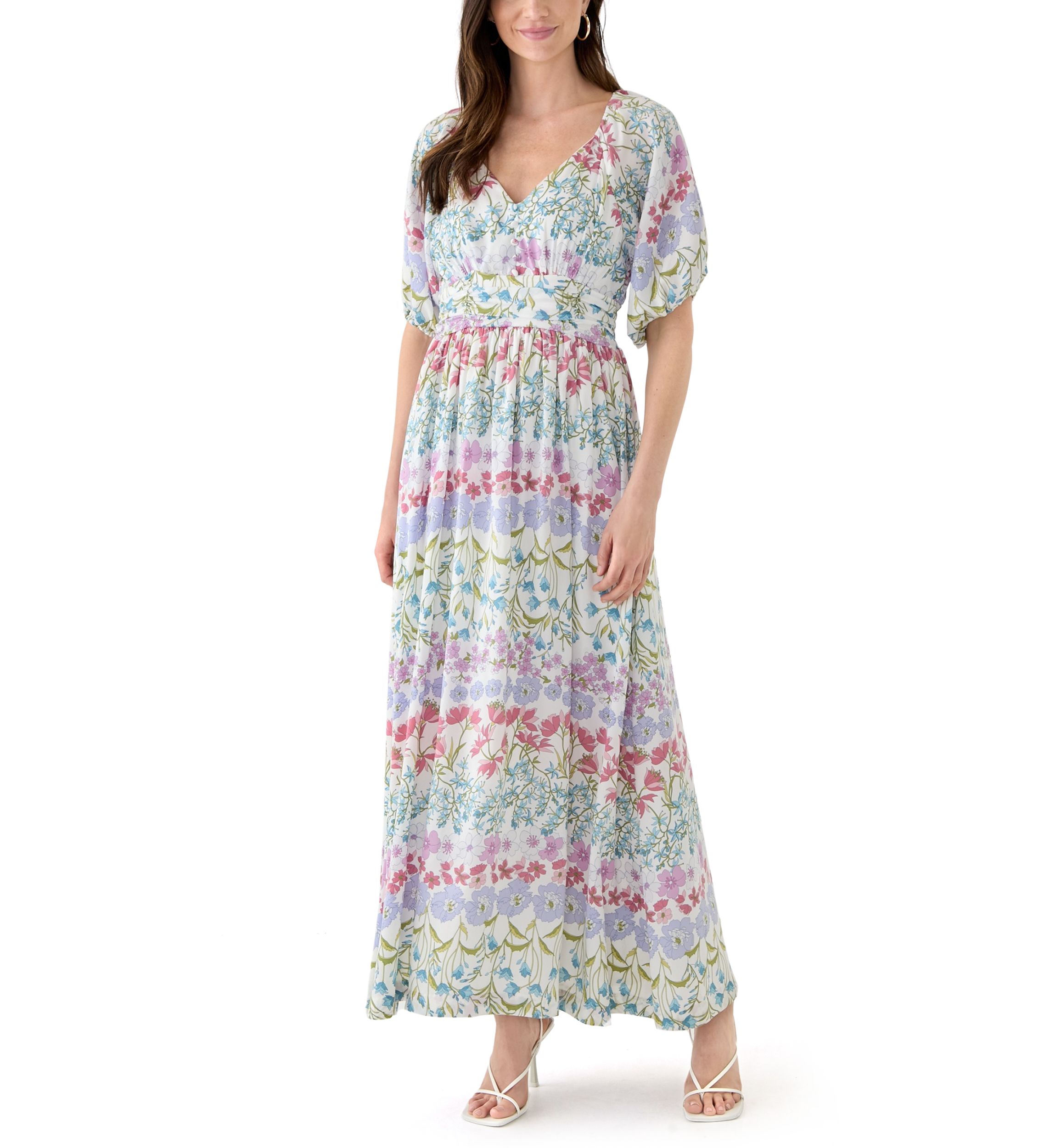 Womens V-Neck Printed Alora Maxi Dress