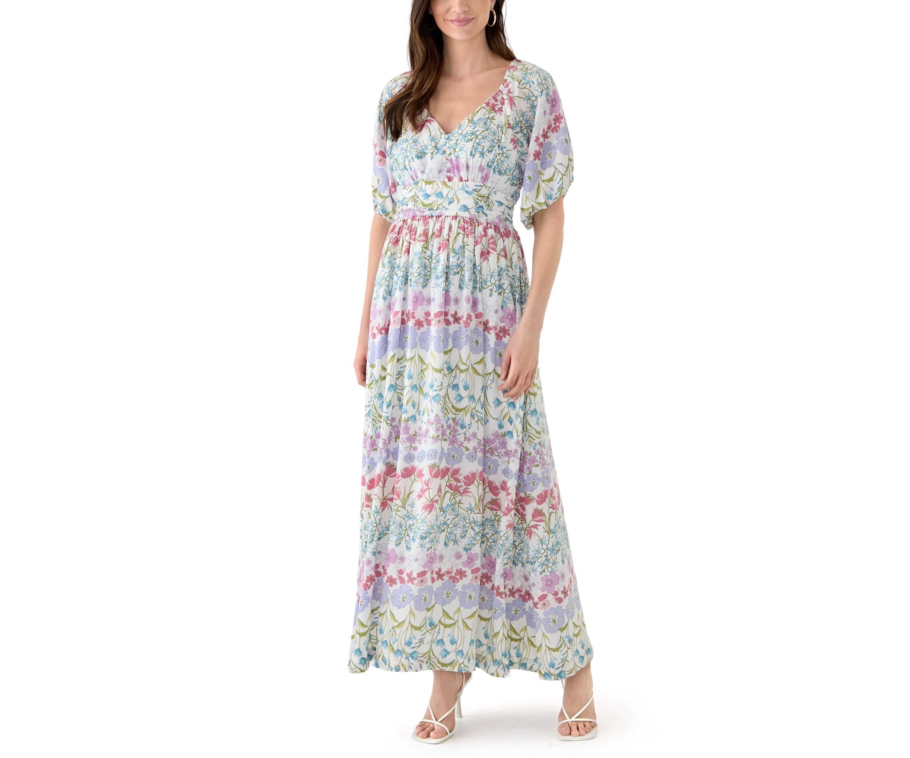 Womens V-Neck Printed Alora Maxi Dress