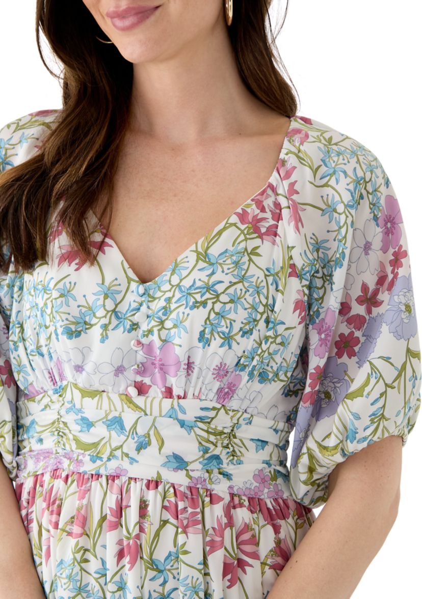 Womens V-Neck Printed Alora Maxi Dress