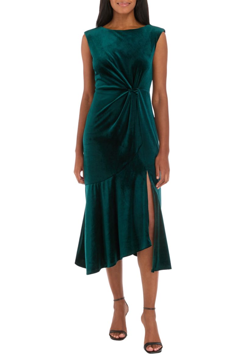 Womens Sleeveless Velvet Sheath Dress