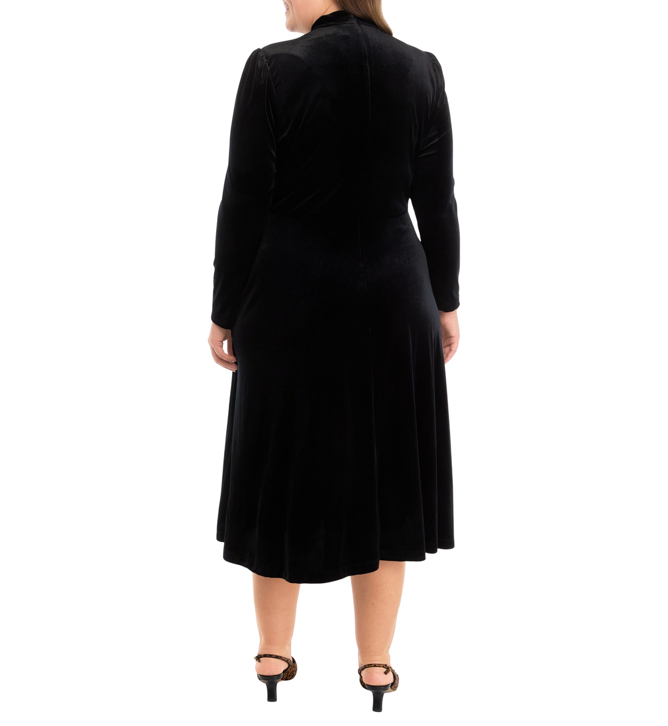 Plus Size Long Sleeve Solid Velvet Dress