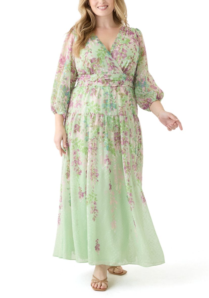 Plus Size Floral Printed Maxi Dress