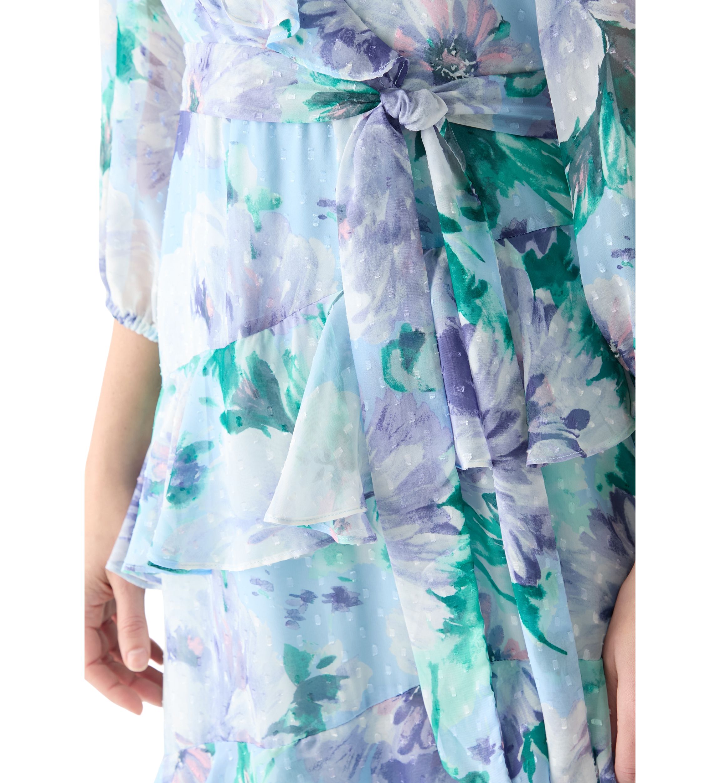 Womens 3/4 Sleeve V-Neck Floral Print Maxi Dress