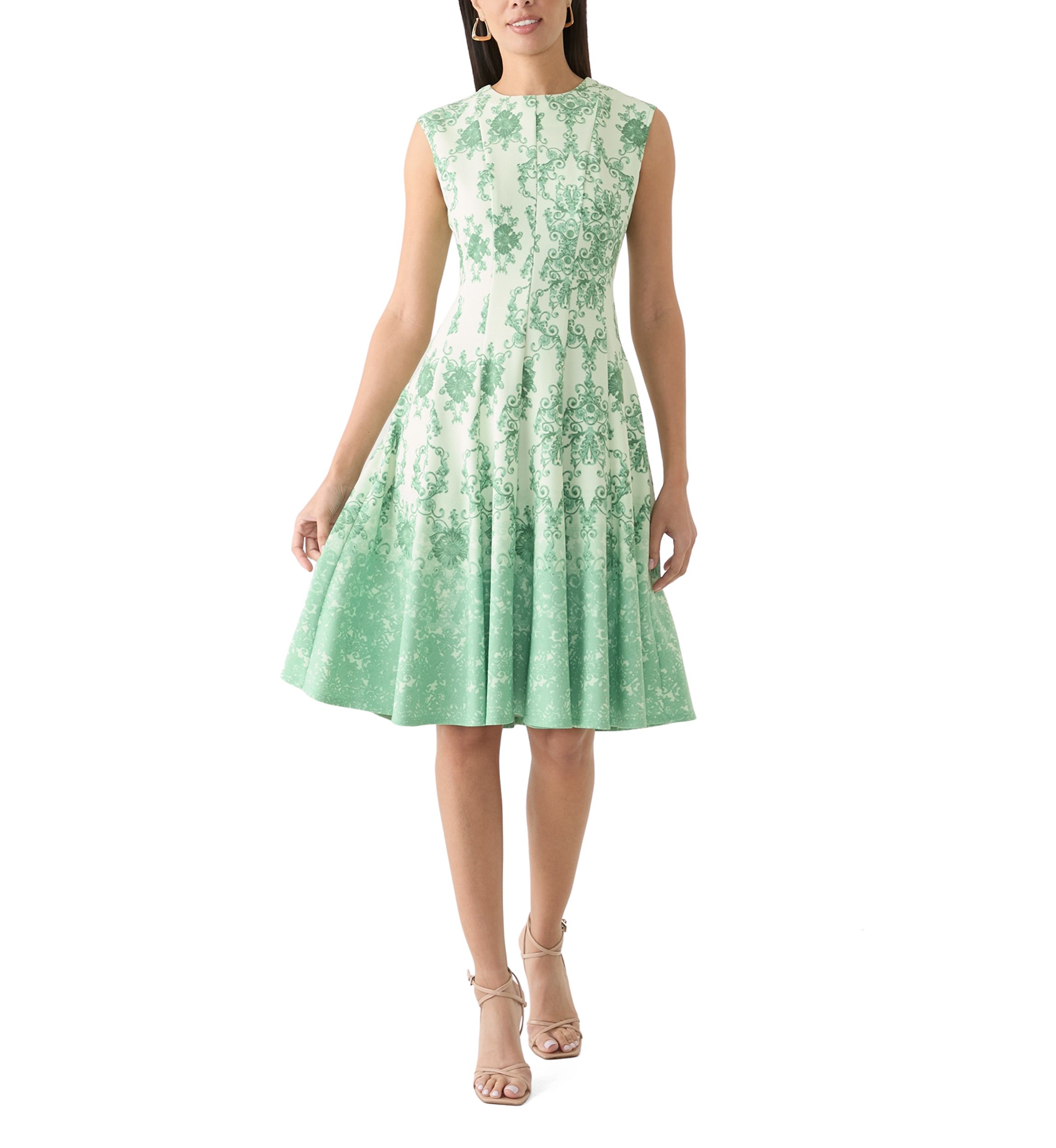Womens Cap Sleeve Printed A-Line Dress