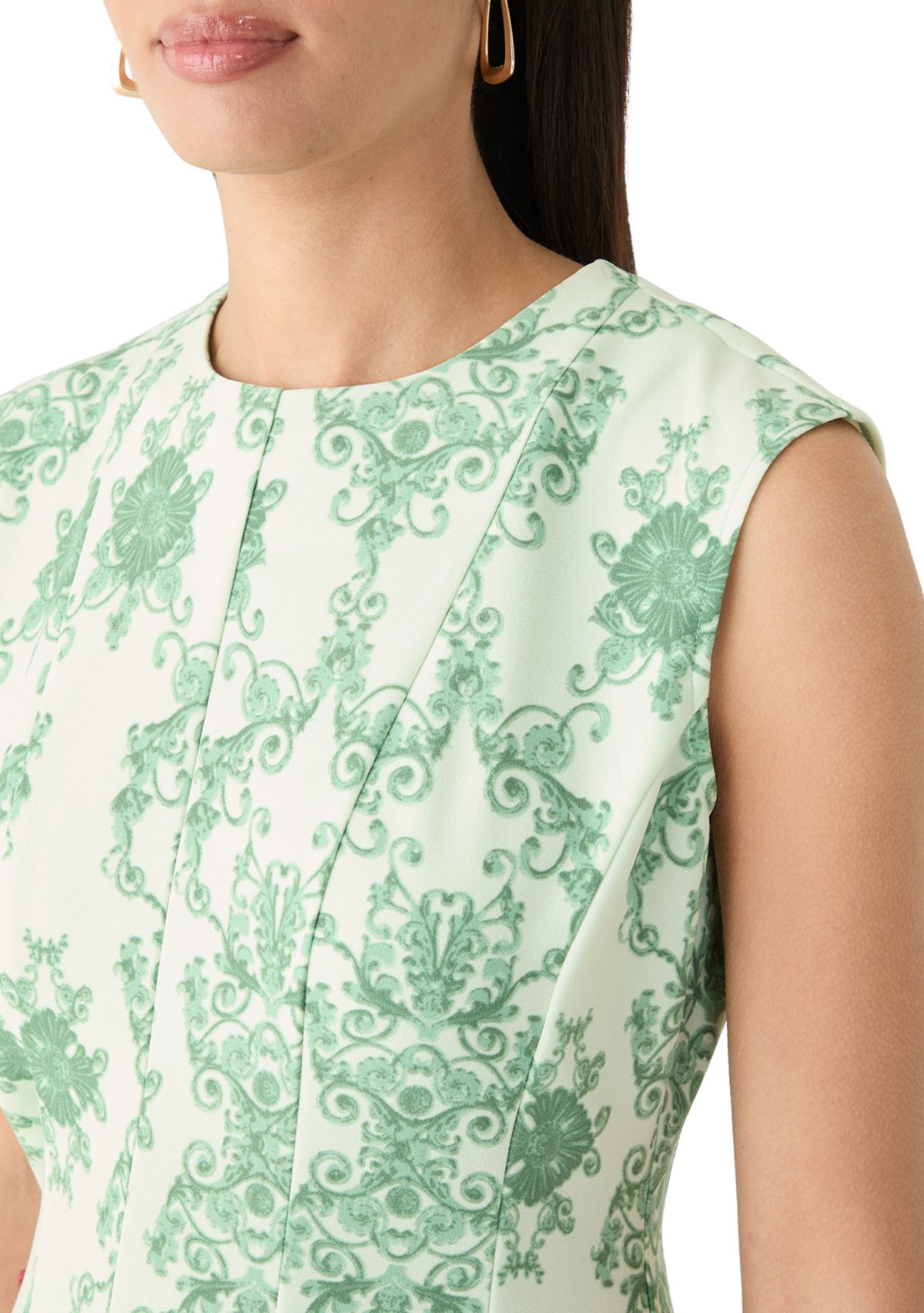 Womens Cap Sleeve Printed A-Line Dress