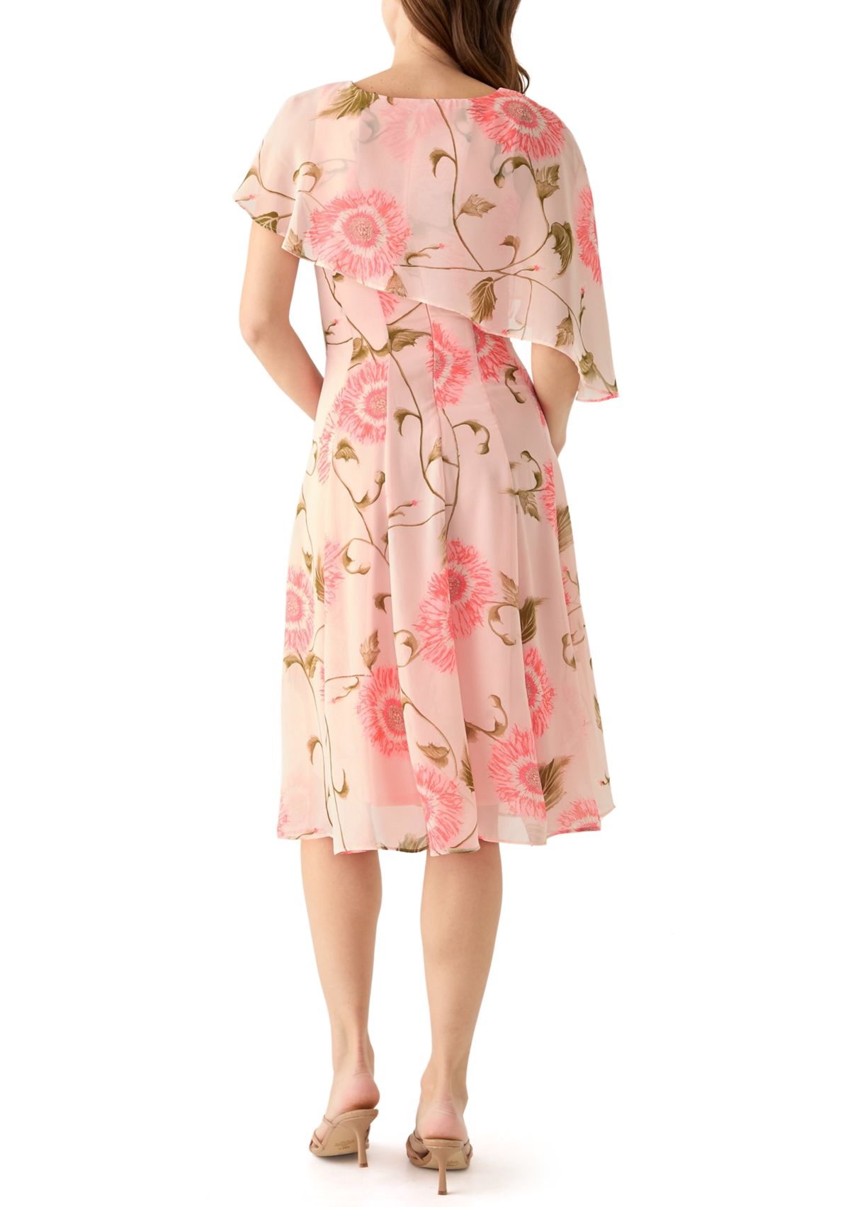 Womens Sleeveless Crew Neck Floral Print Dress