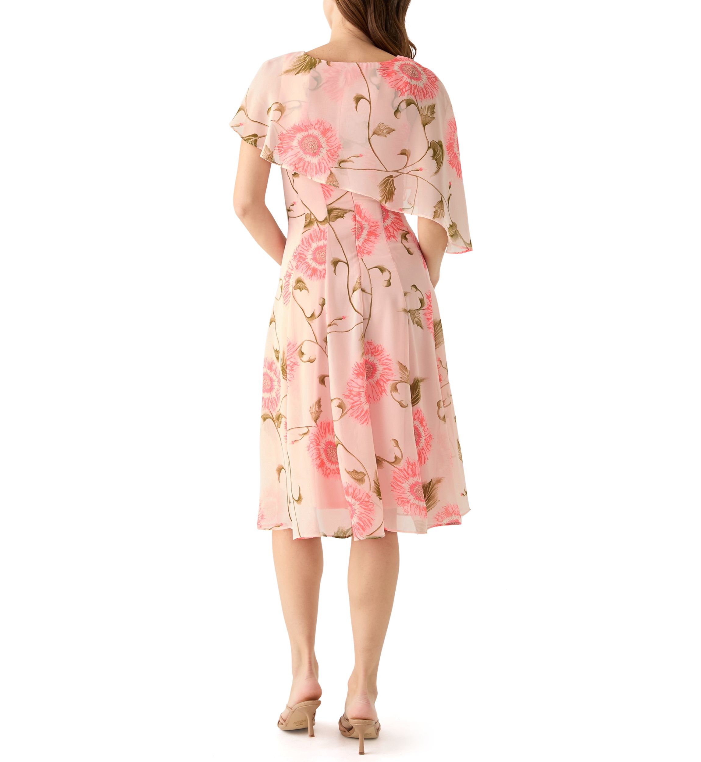 Womens Sleeveless Crew Neck Floral Print Dress