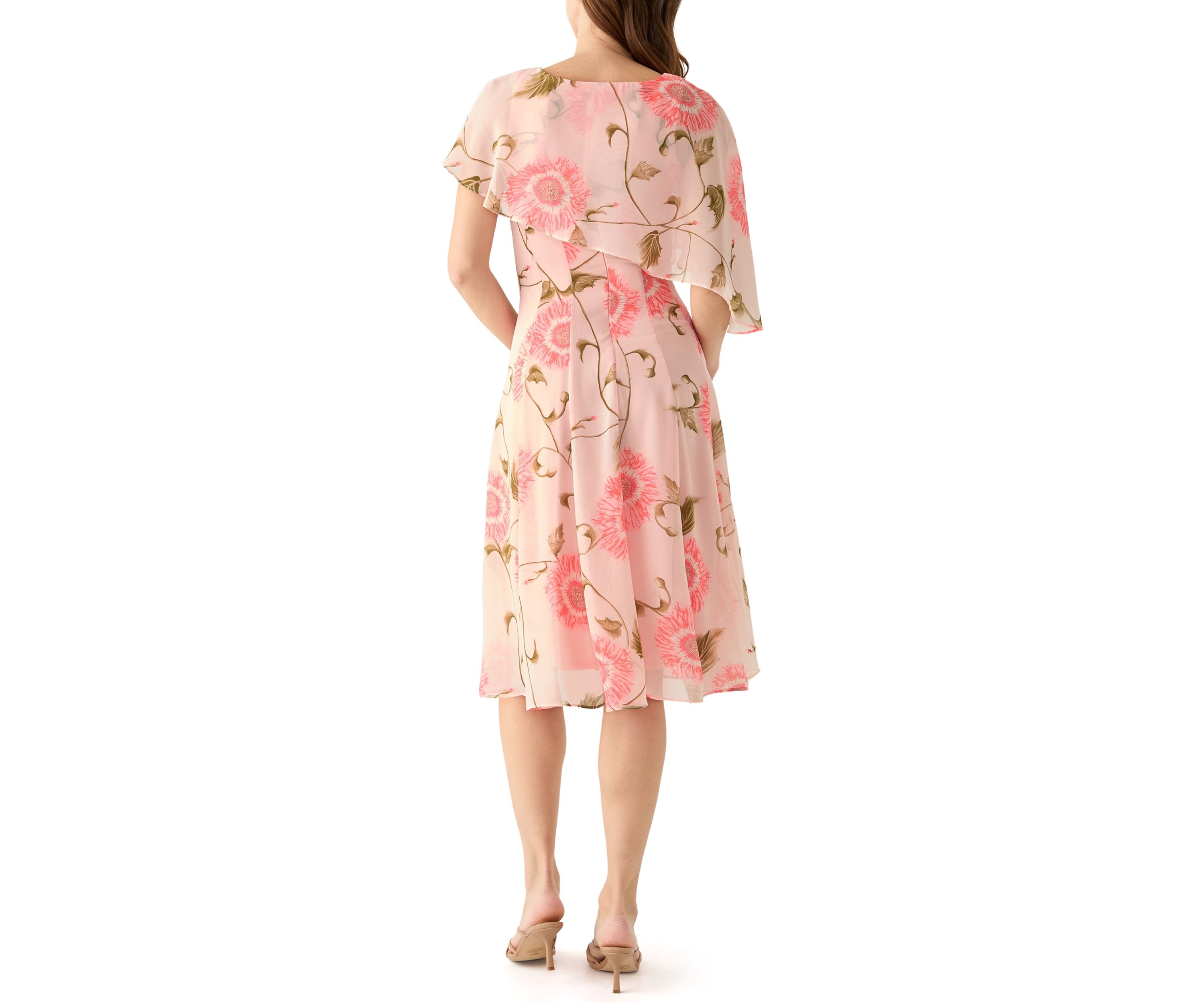 Womens Sleeveless Crew Neck Floral Print Dress