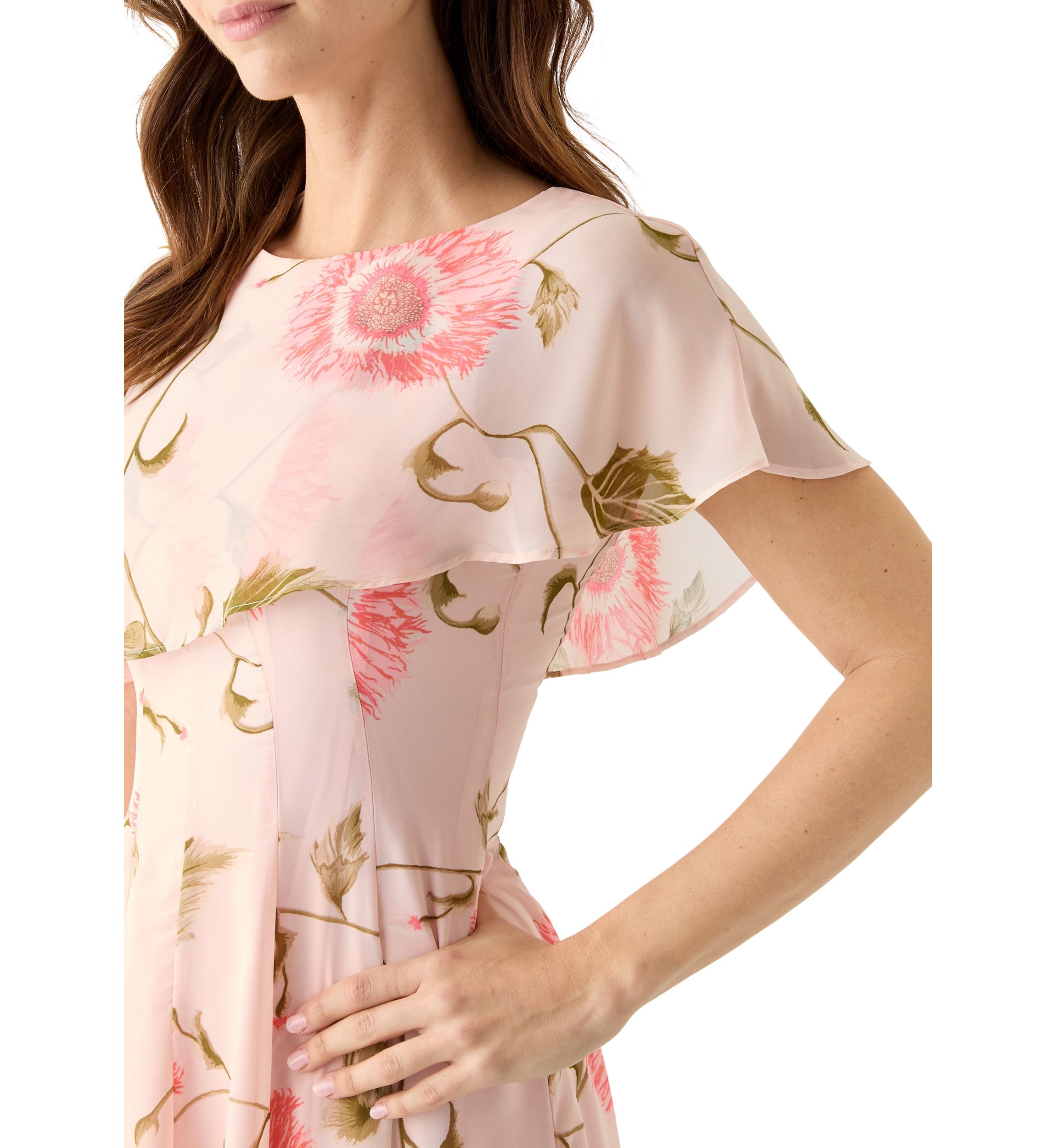 Womens Sleeveless Crew Neck Floral Print Dress