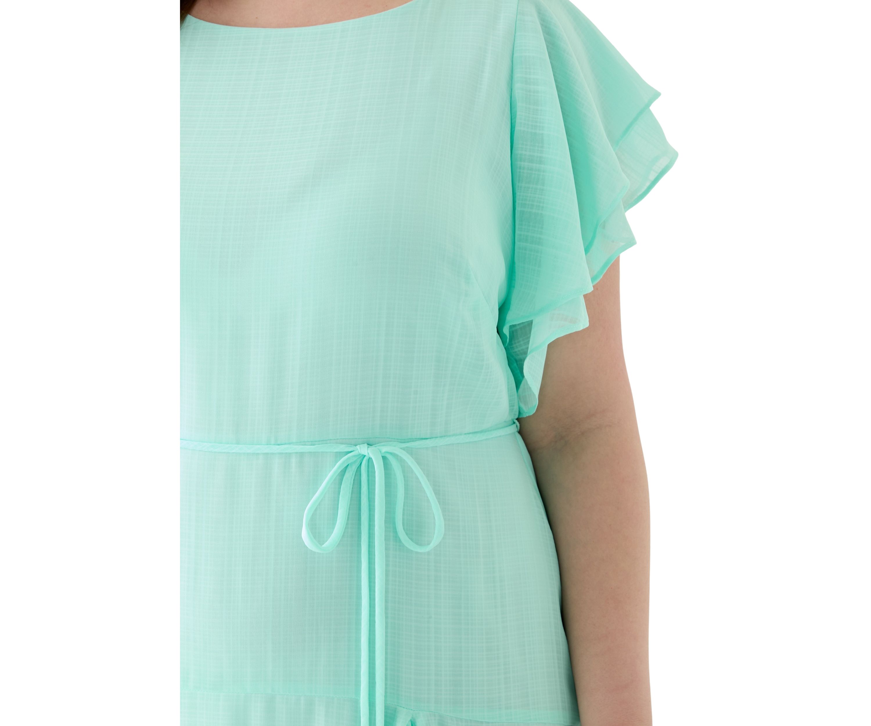 Plus Size Solid Chiffon Midi Dress