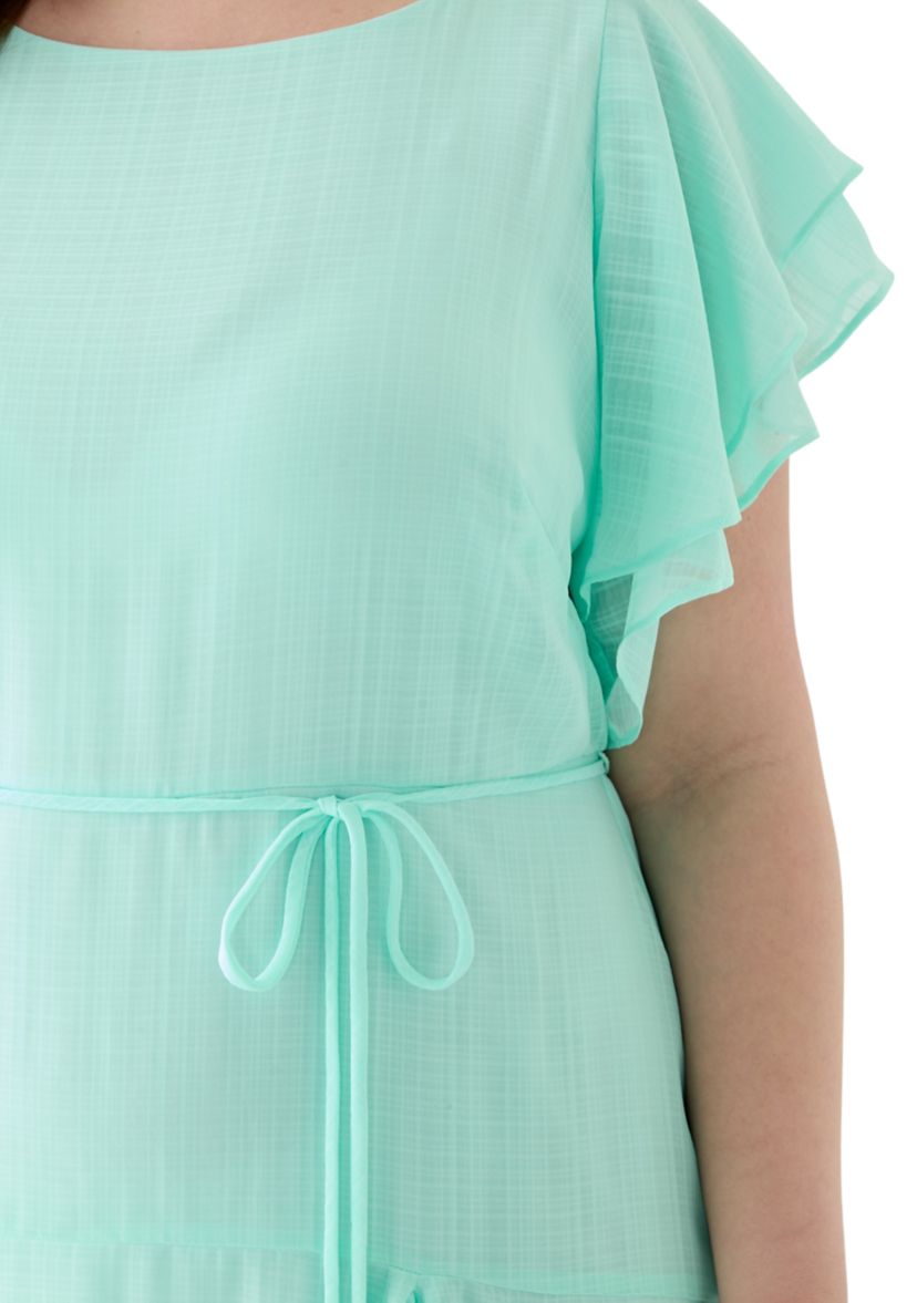 Plus Size Solid Chiffon Midi Dress