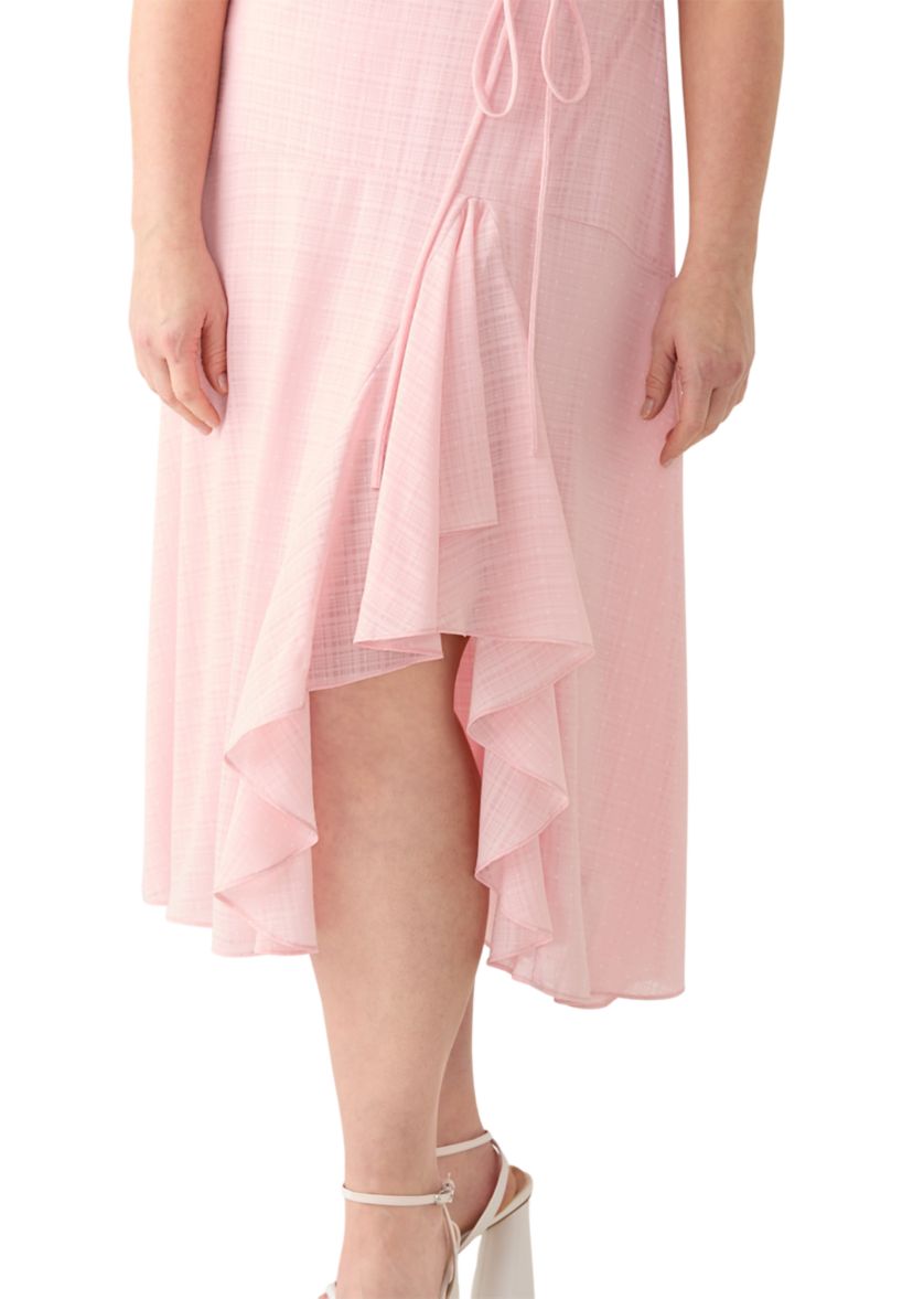 Plus Size Short Sleeve Crew Neck Dot Print Chiffon Dress