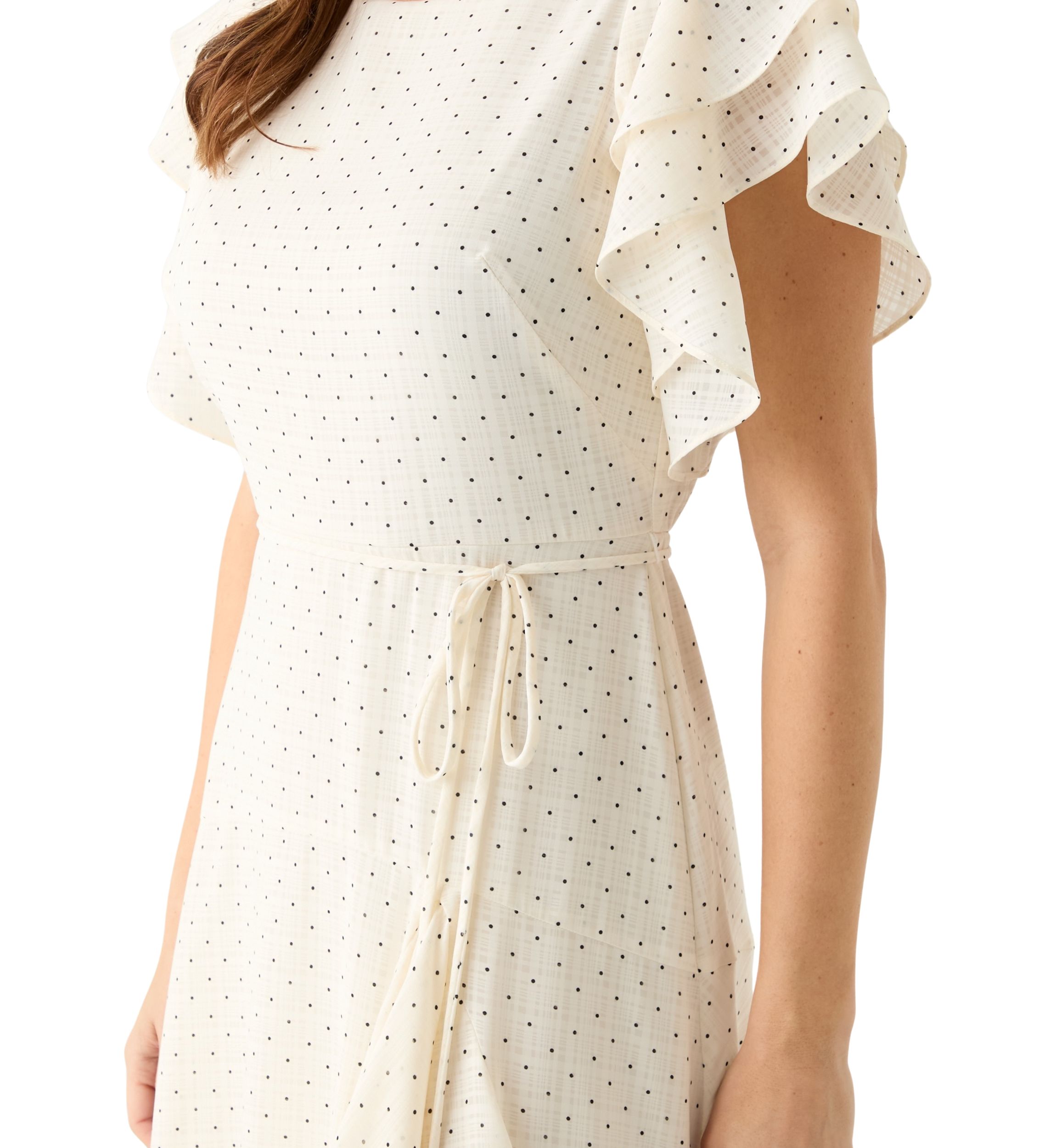Womens Flutter Sleeve Ruffled Midi Dress