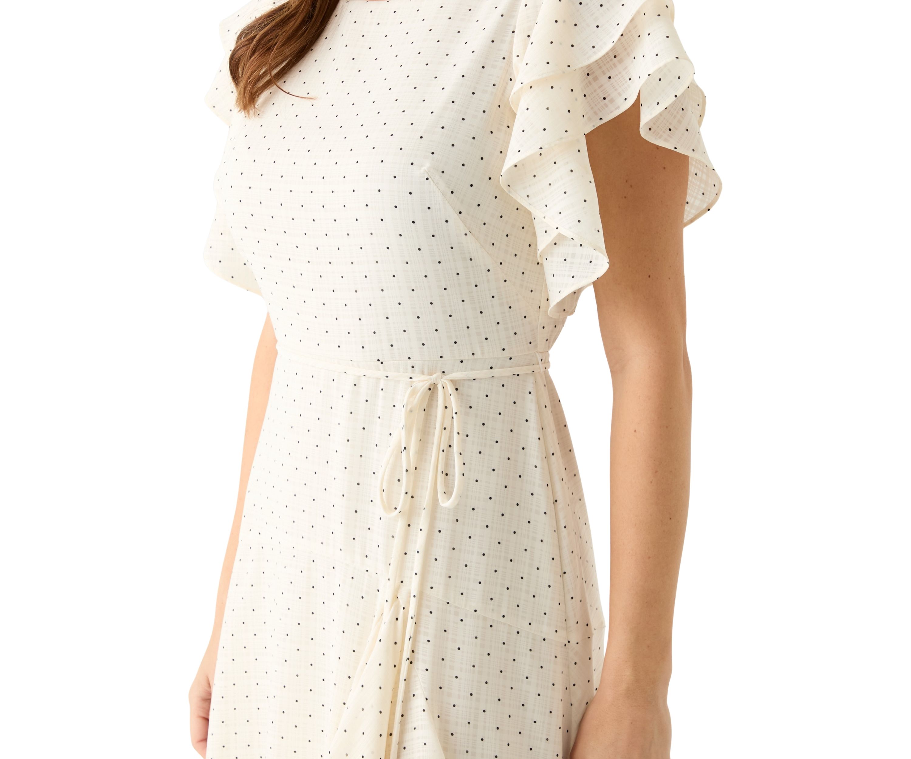 Womens Flutter Sleeve Ruffled Midi Dress