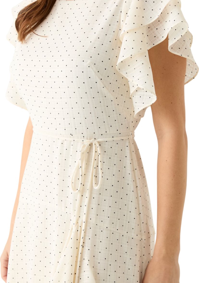 Womens Flutter Sleeve Ruffled Midi Dress