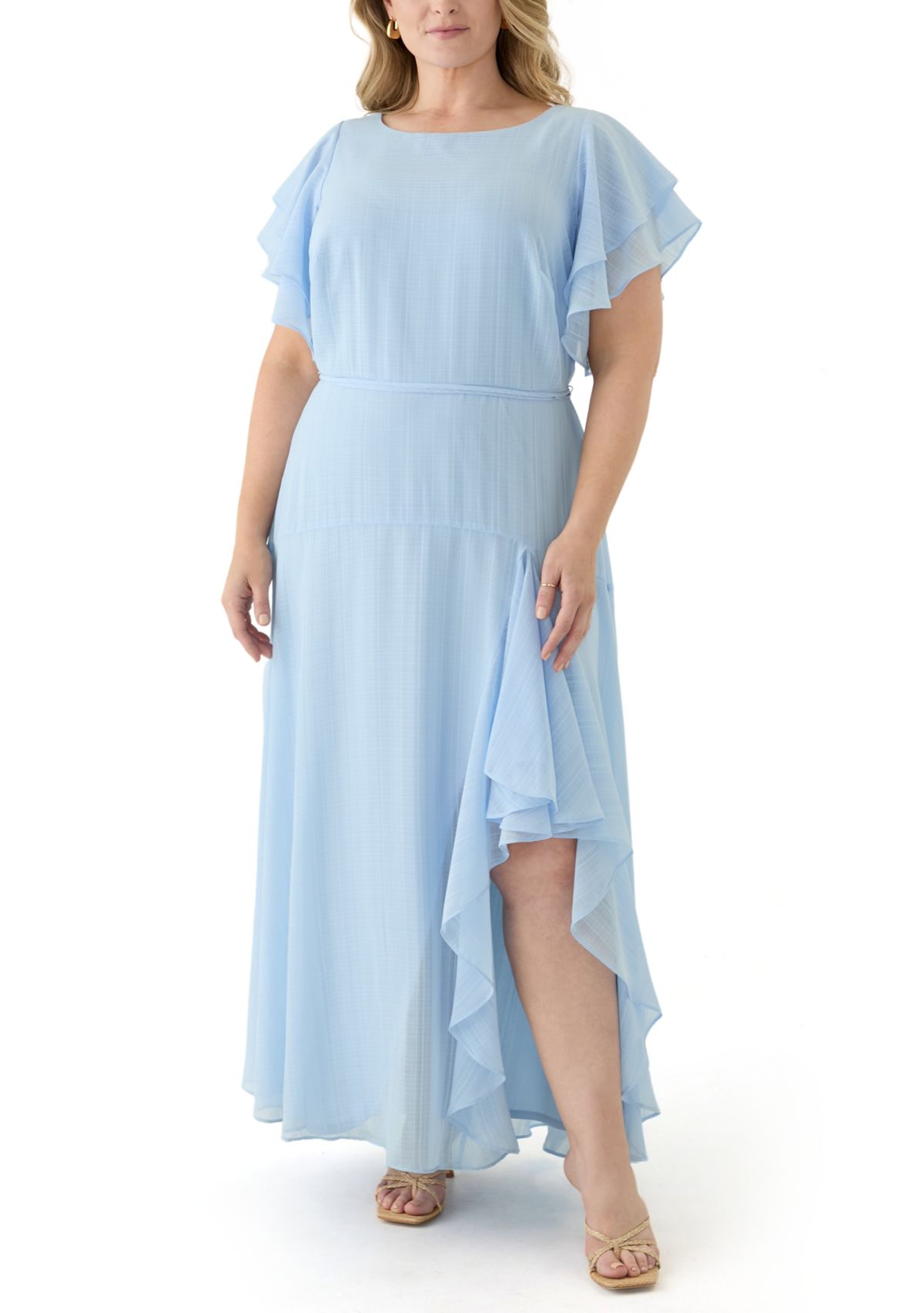 Plus Size Ruffled Chiffon Dress