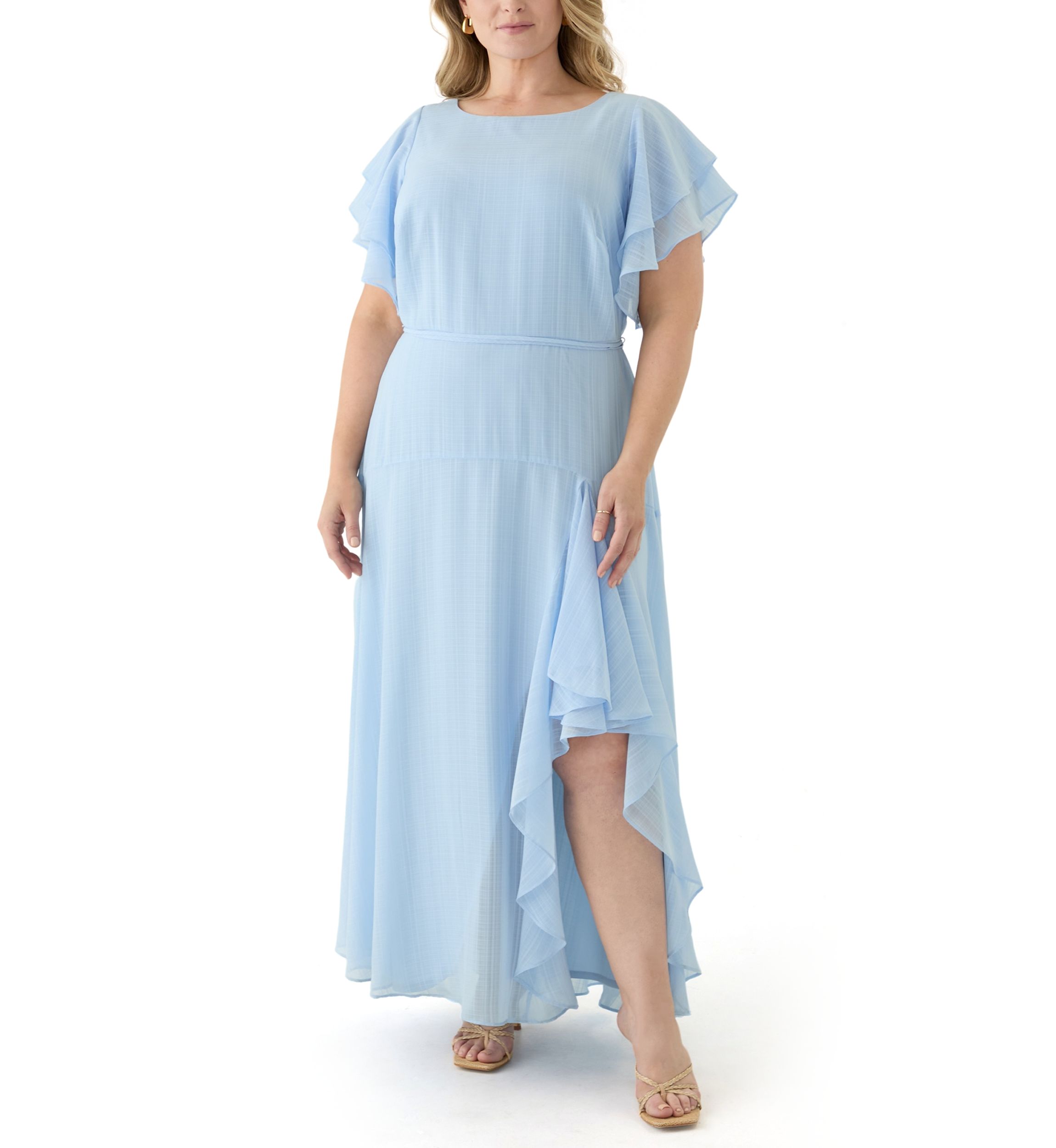 Plus Size Ruffled Chiffon Dress