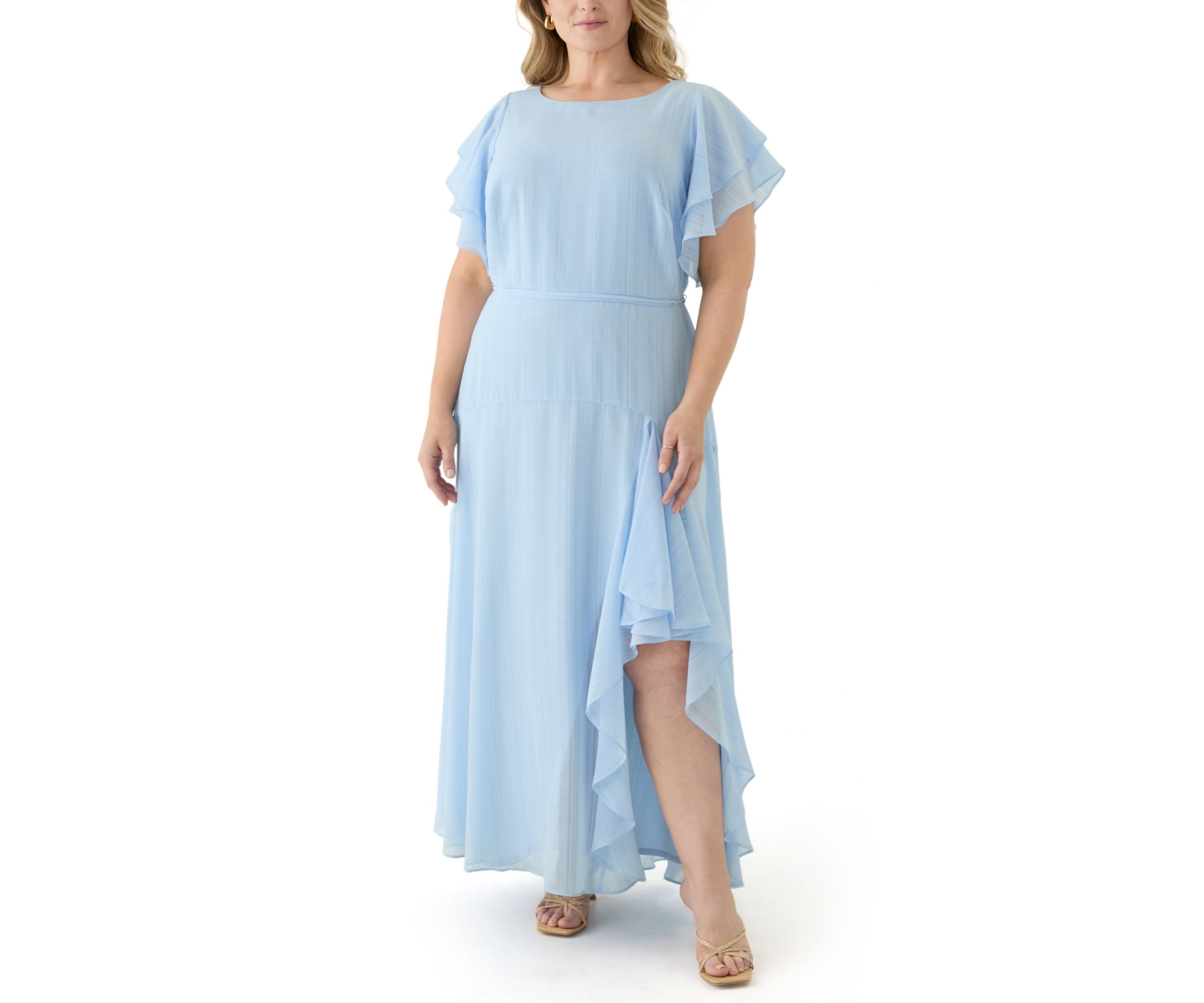Plus Size Ruffled Chiffon Dress