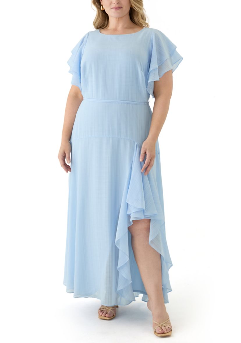 Plus Size Ruffled Chiffon Dress