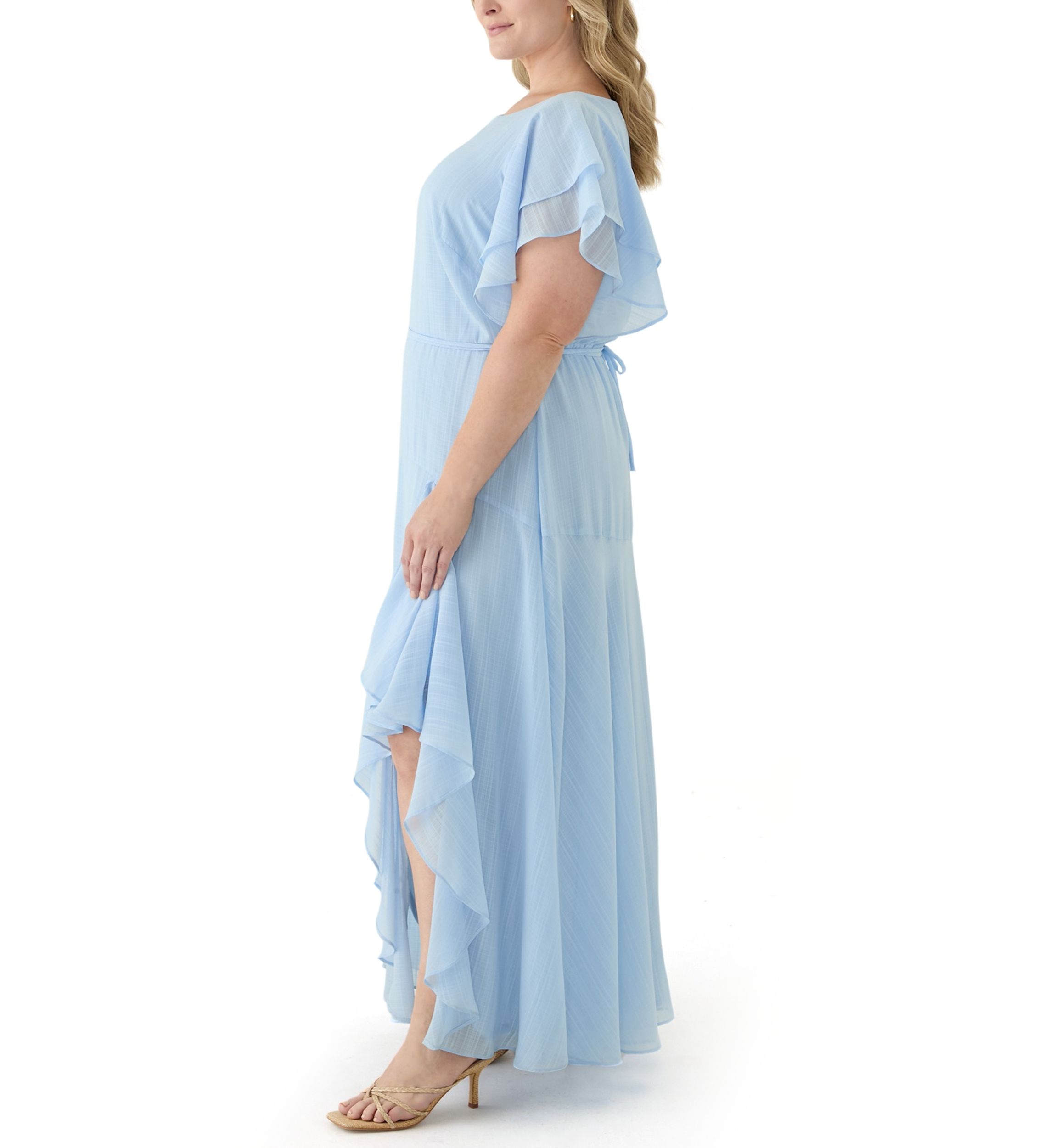 Plus Size Ruffled Chiffon Dress
