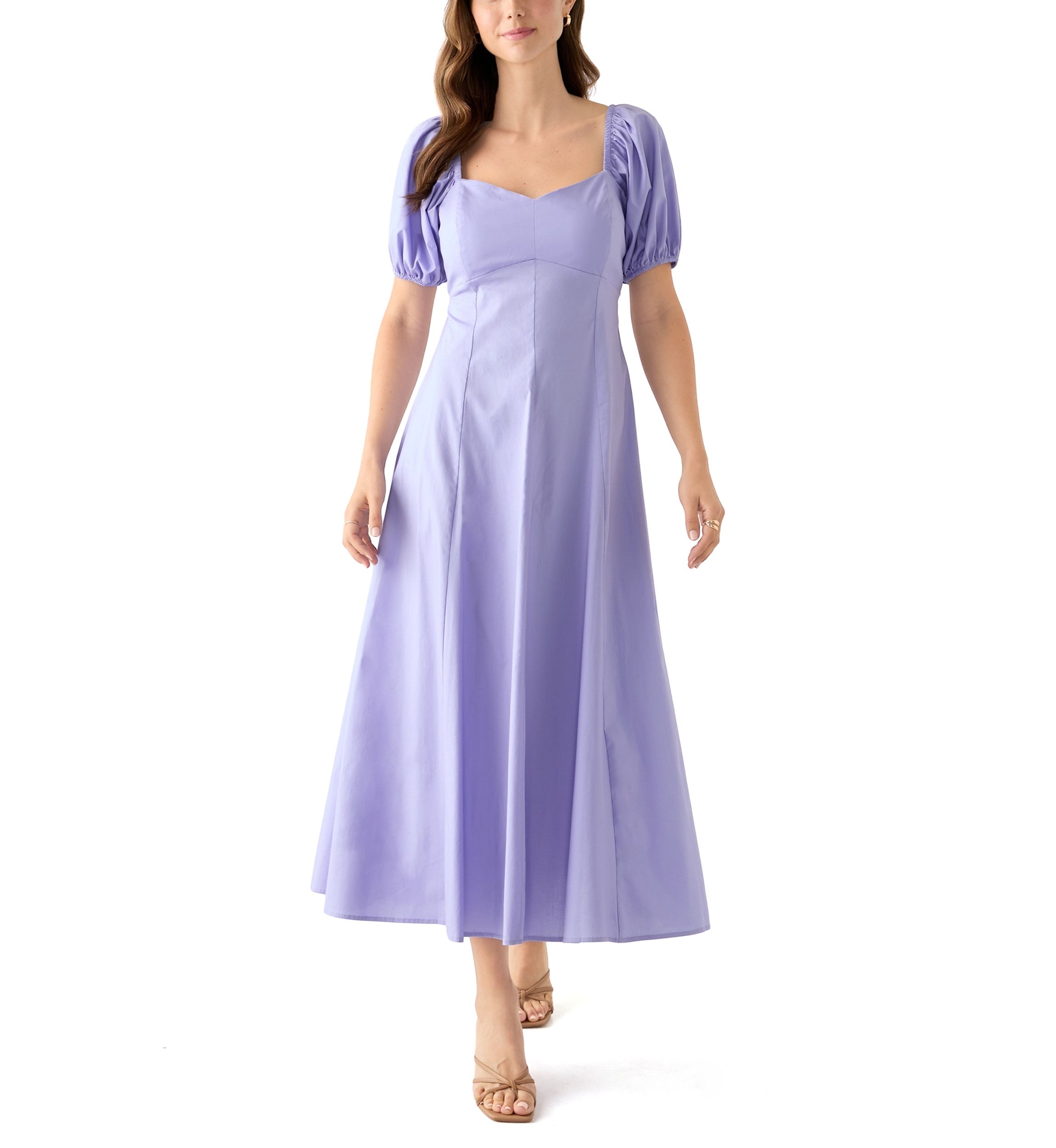 Womens Puff Sleeve Smocked Back Dress