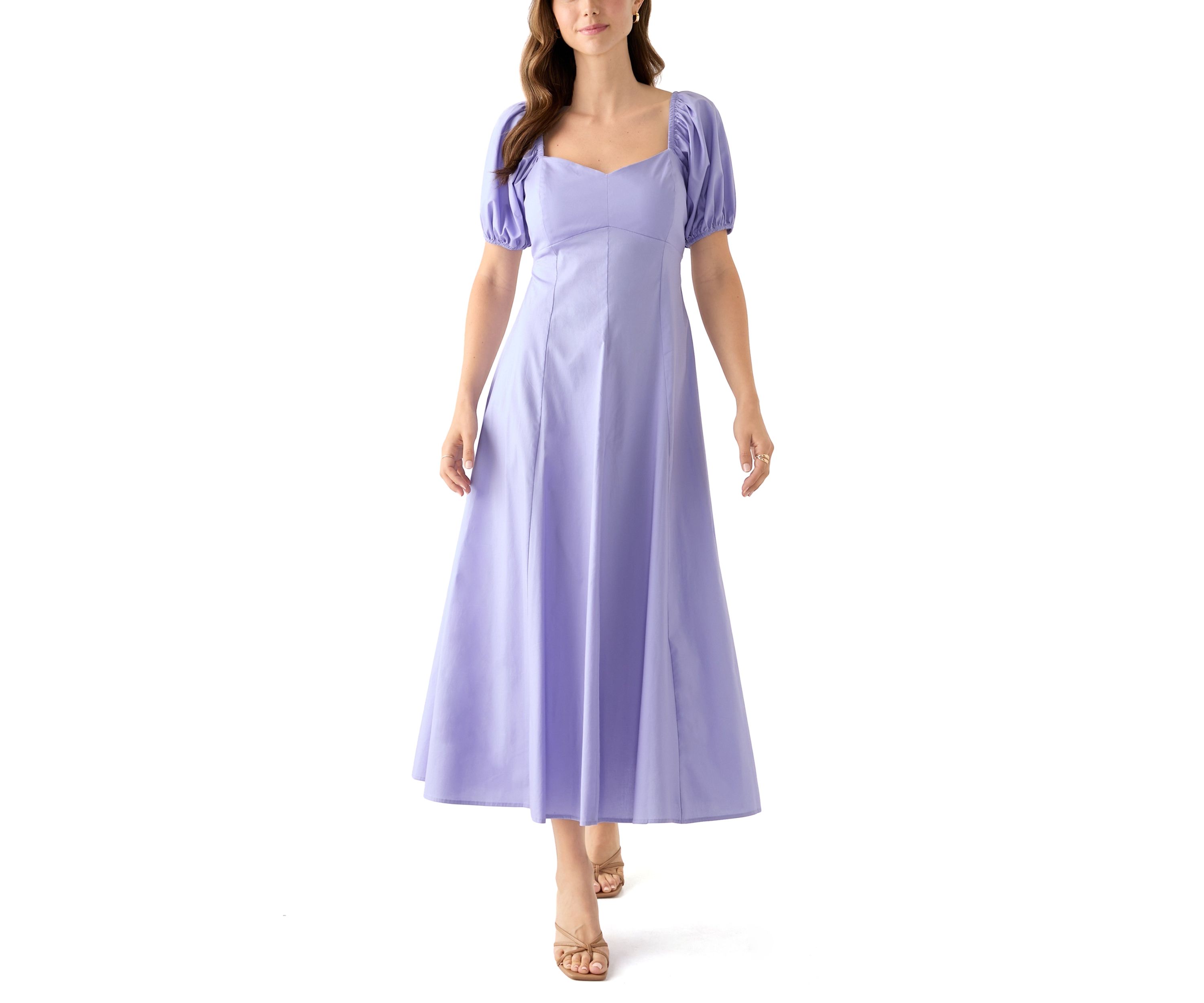 Womens Puff Sleeve Smocked Back Dress