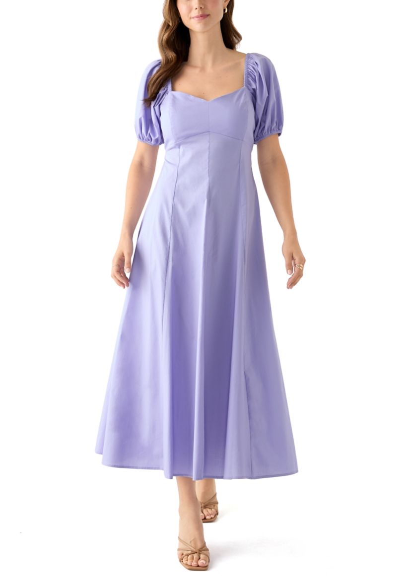 Womens Puff Sleeve Smocked Back Dress