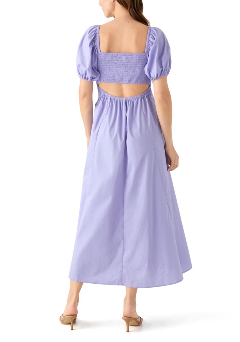 Womens Puff Sleeve Smocked Back Dress