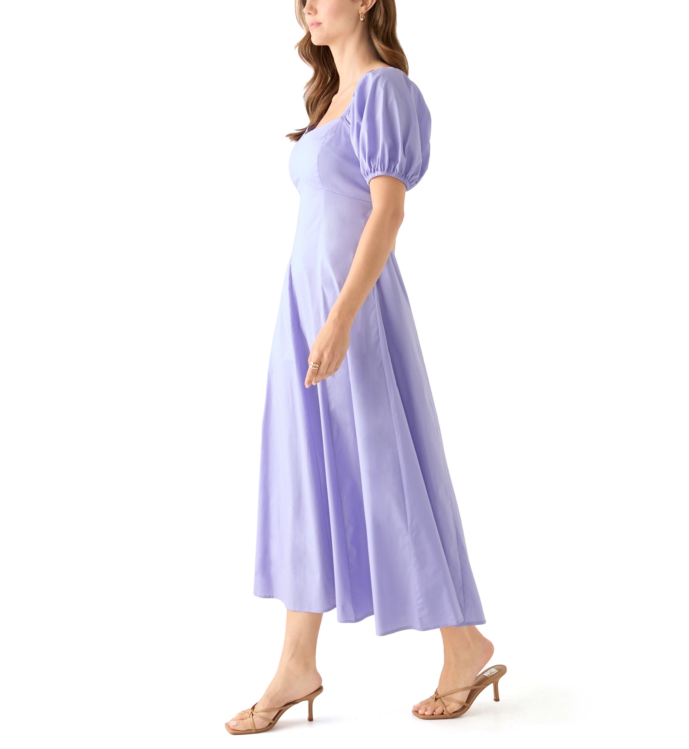 Womens Puff Sleeve Smocked Back Dress