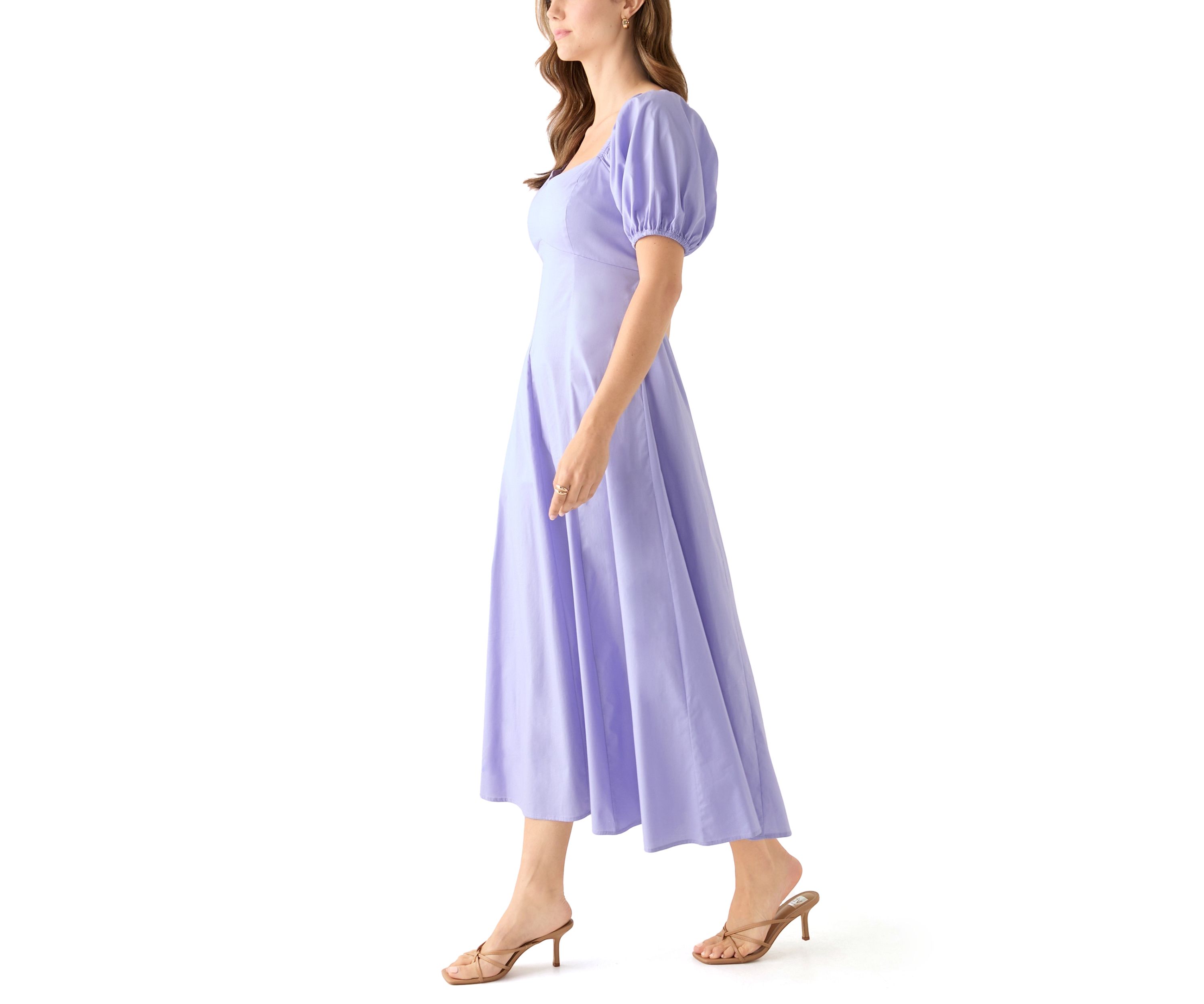 Womens Puff Sleeve Smocked Back Dress