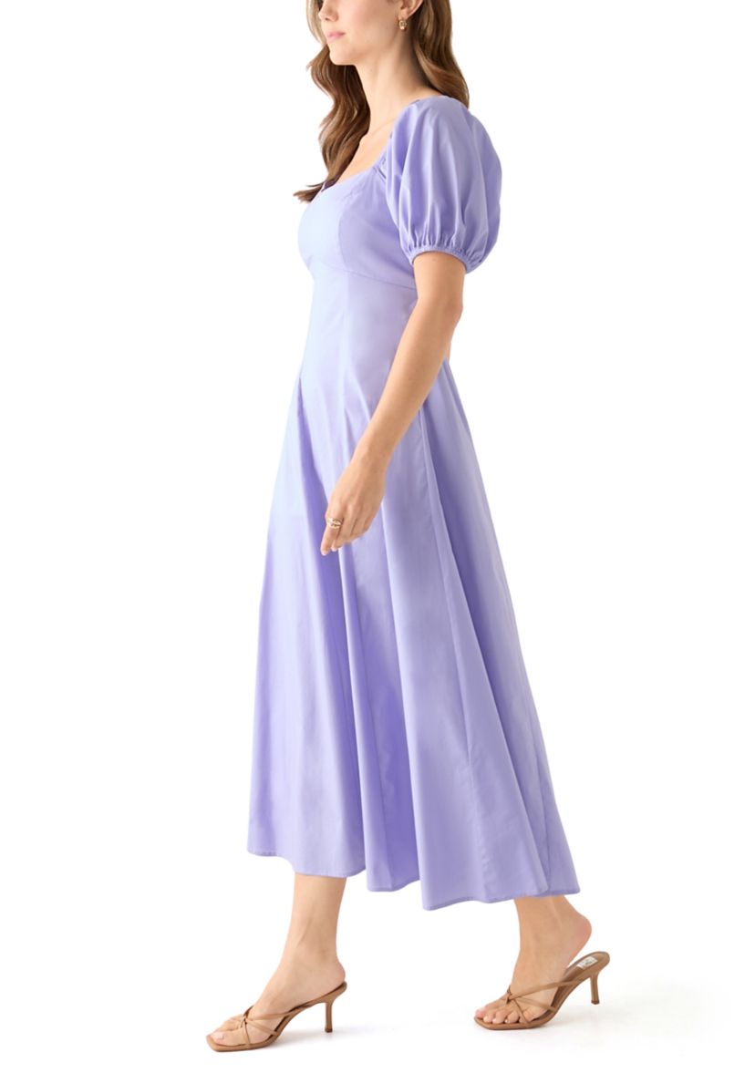 Womens Puff Sleeve Smocked Back Dress