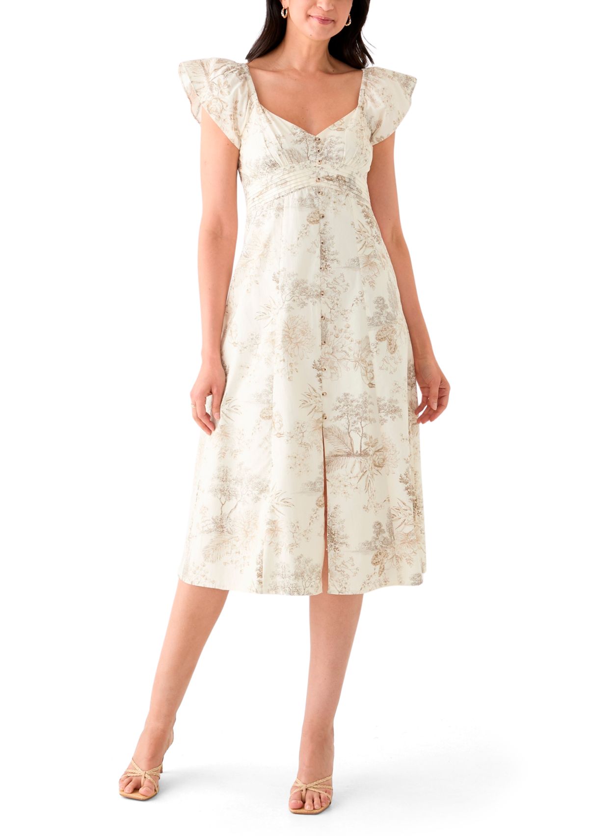 Womens Short Sleeve Scoop Neck Floral Print Dress