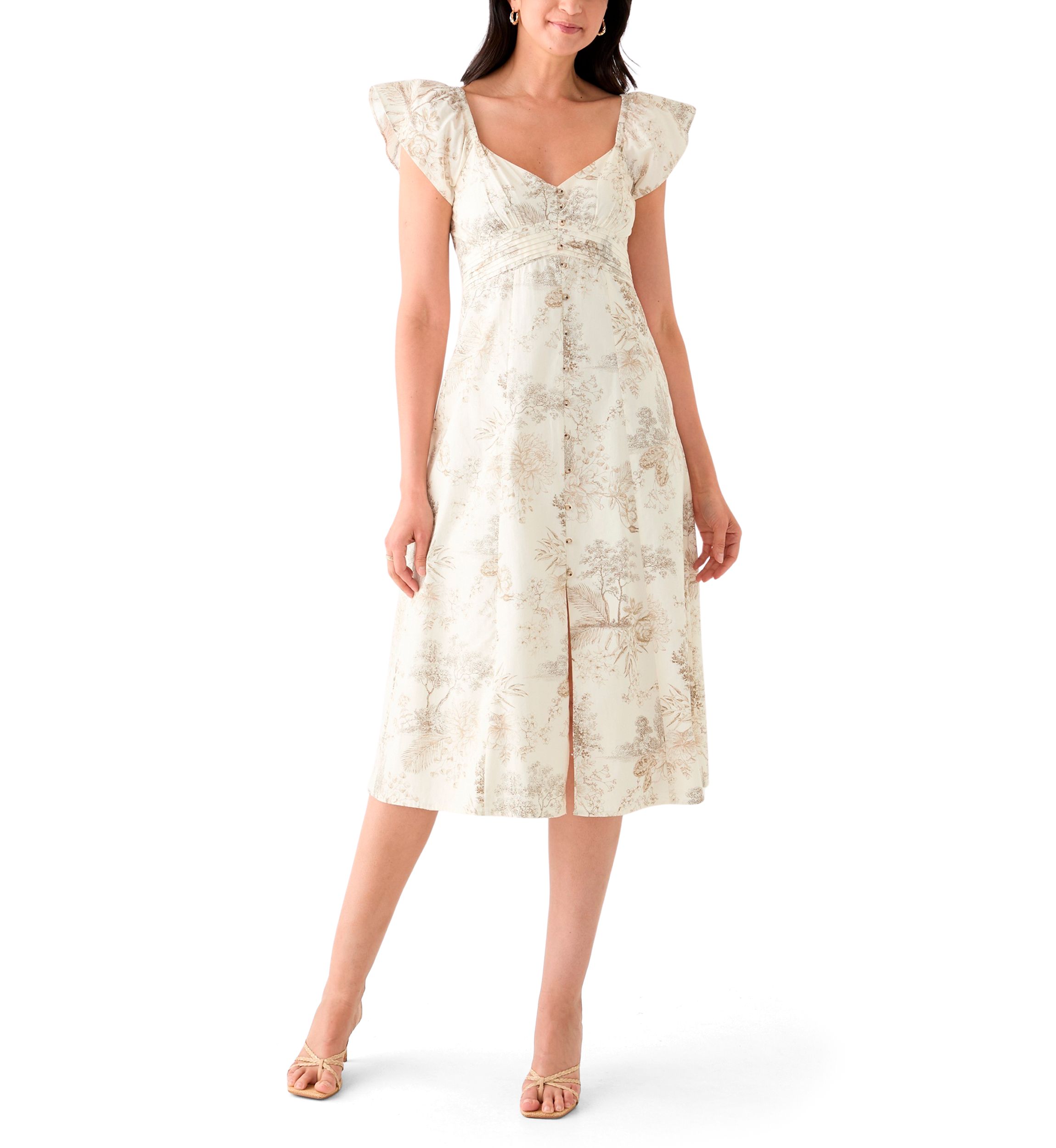 Womens Short Sleeve Scoop Neck Floral Print Dress