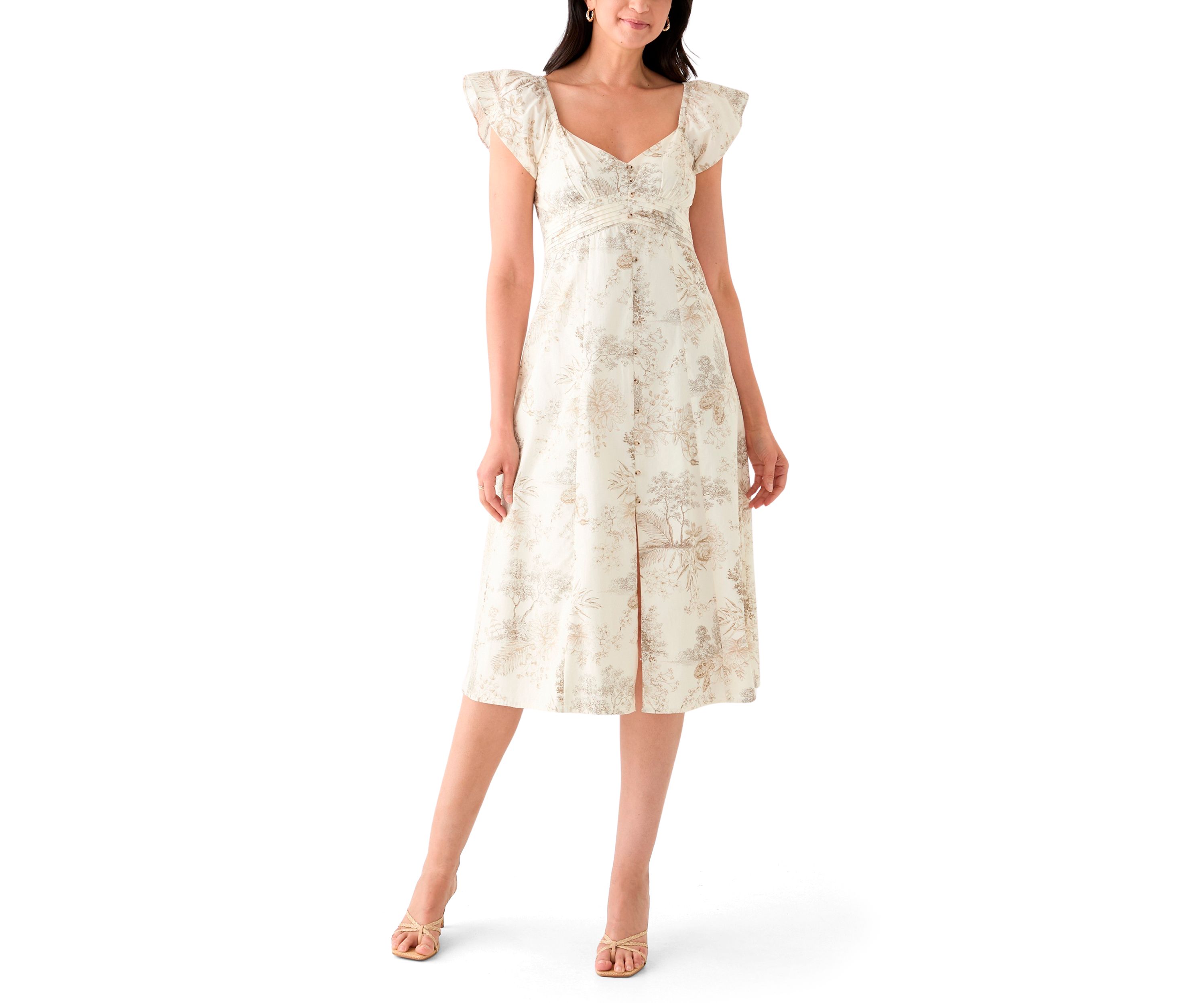 Womens Short Sleeve Scoop Neck Floral Print Dress