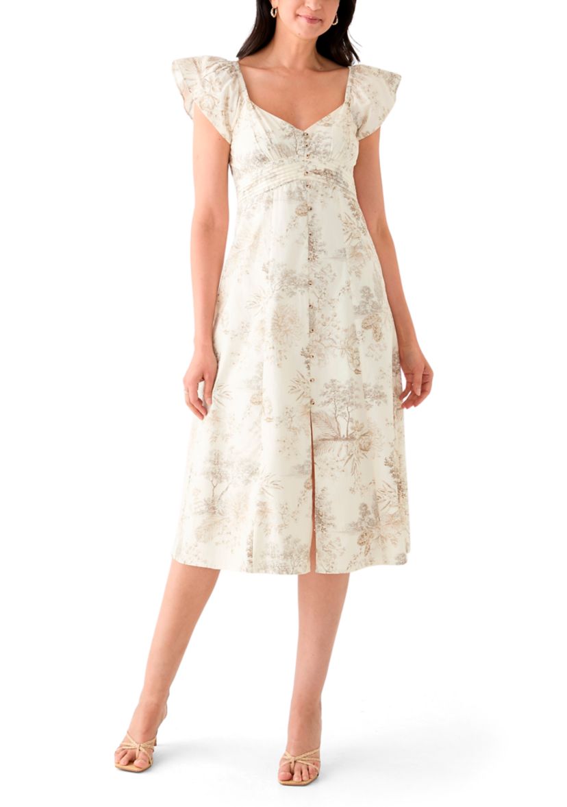 Womens Short Sleeve Scoop Neck Floral Print Dress