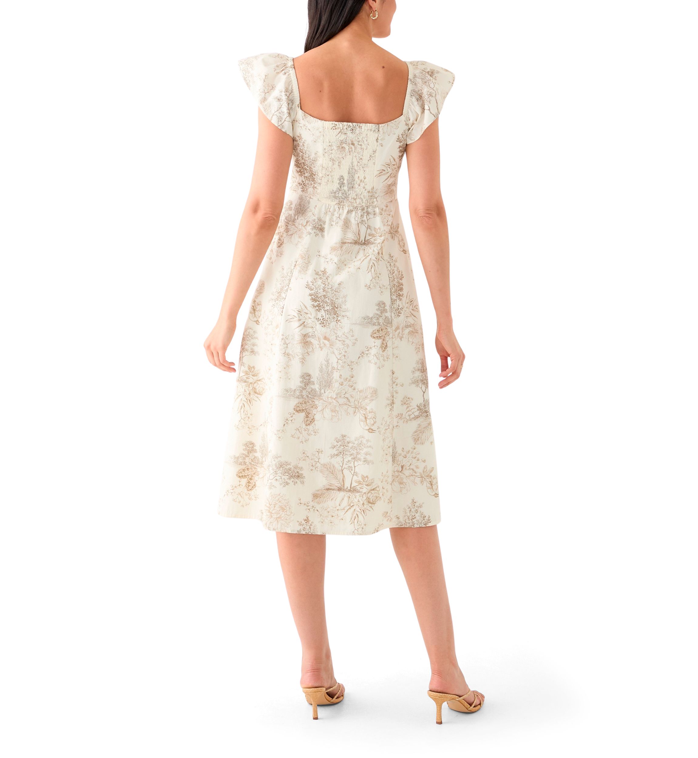 Womens Short Sleeve Scoop Neck Floral Print Dress