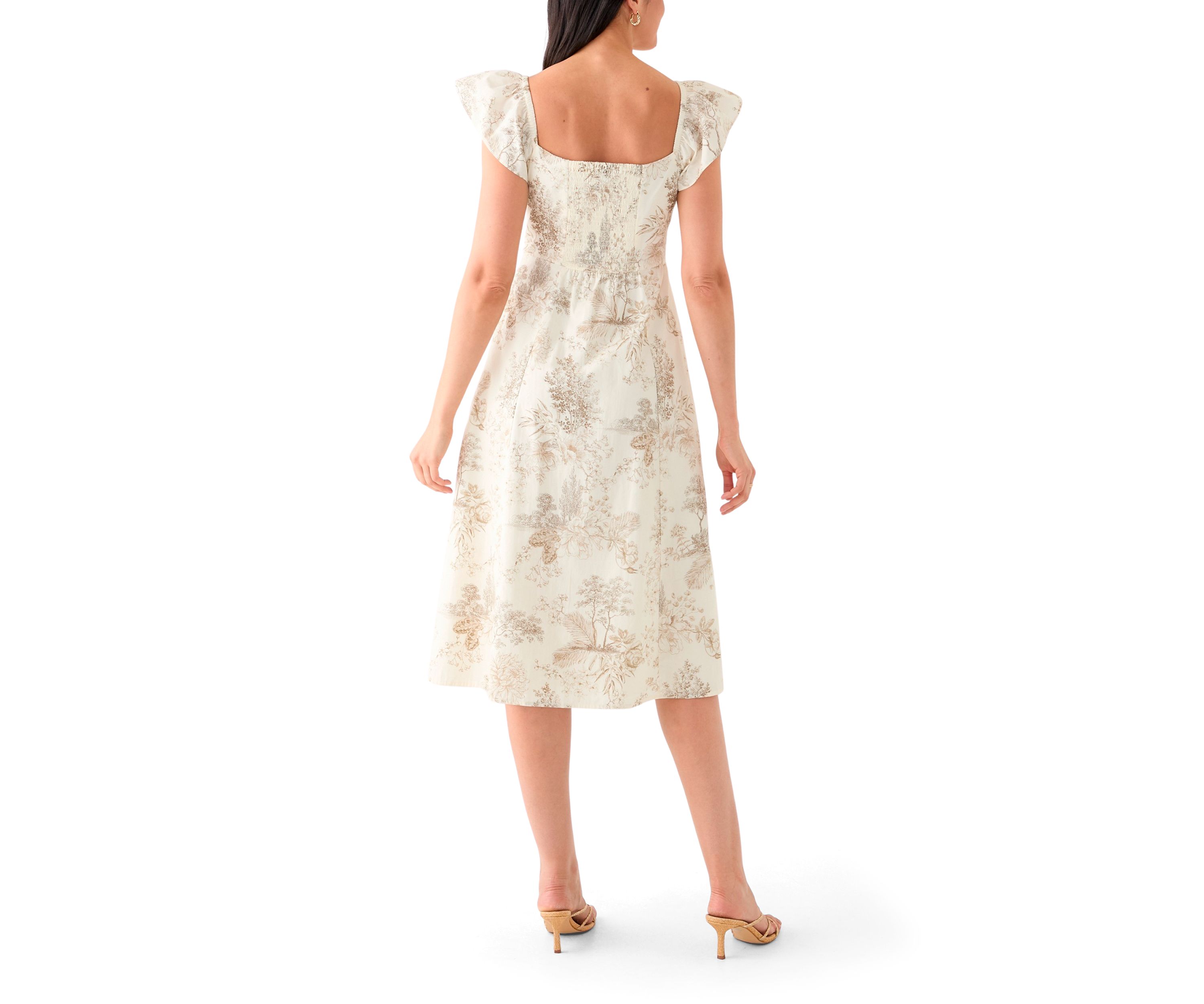 Womens Short Sleeve Scoop Neck Floral Print Dress