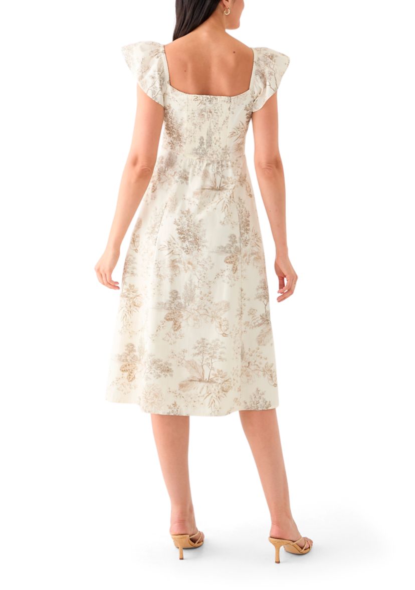 Womens Short Sleeve Scoop Neck Floral Print Dress