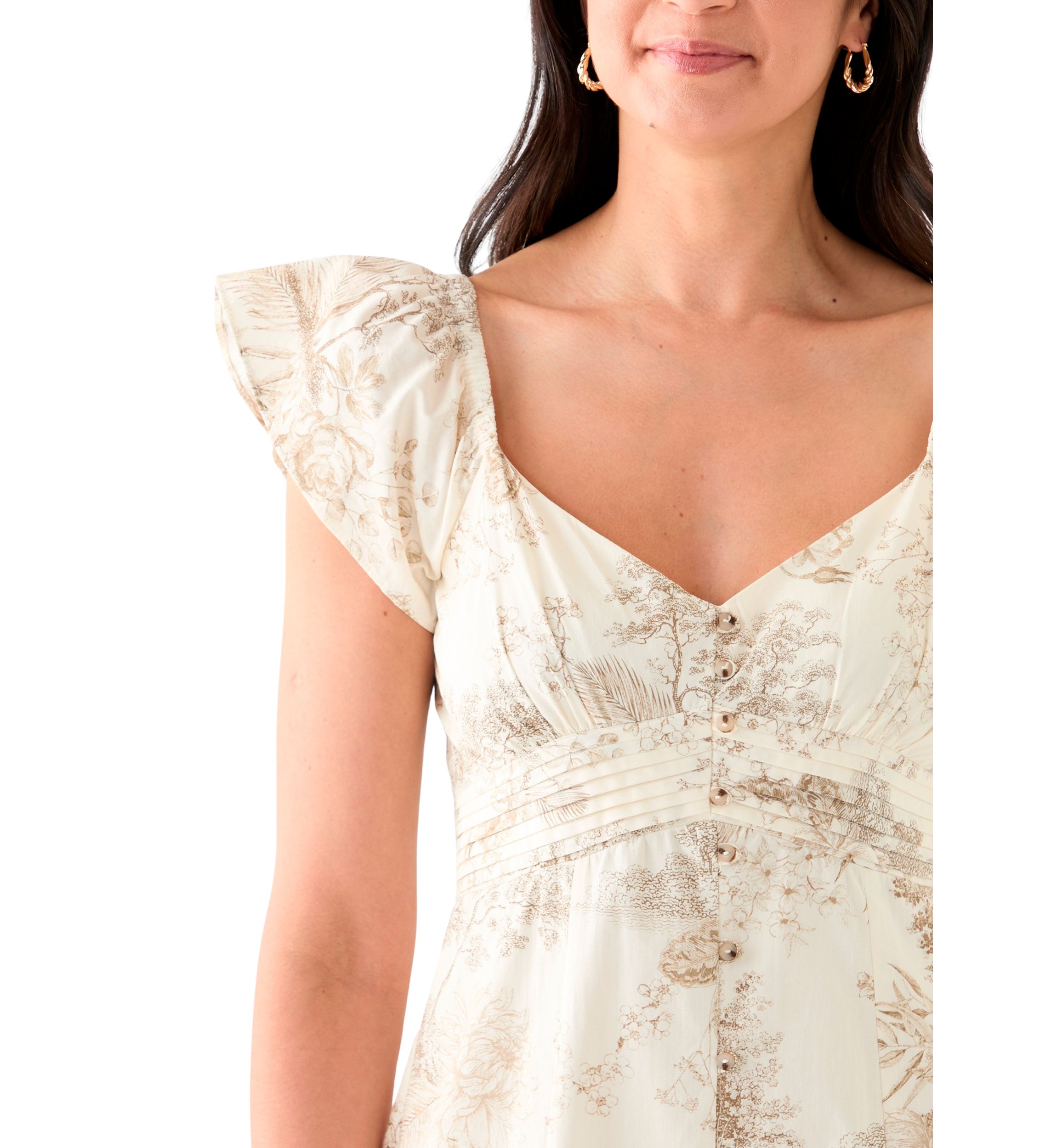 Womens Short Sleeve Scoop Neck Floral Print Dress