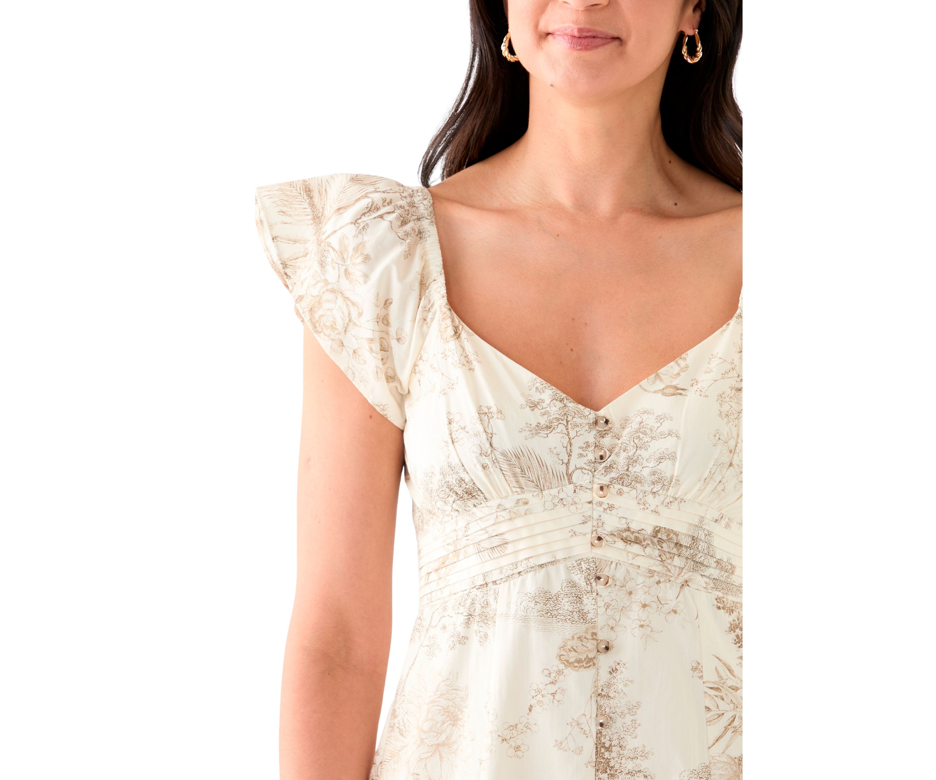 Womens Short Sleeve Scoop Neck Floral Print Dress