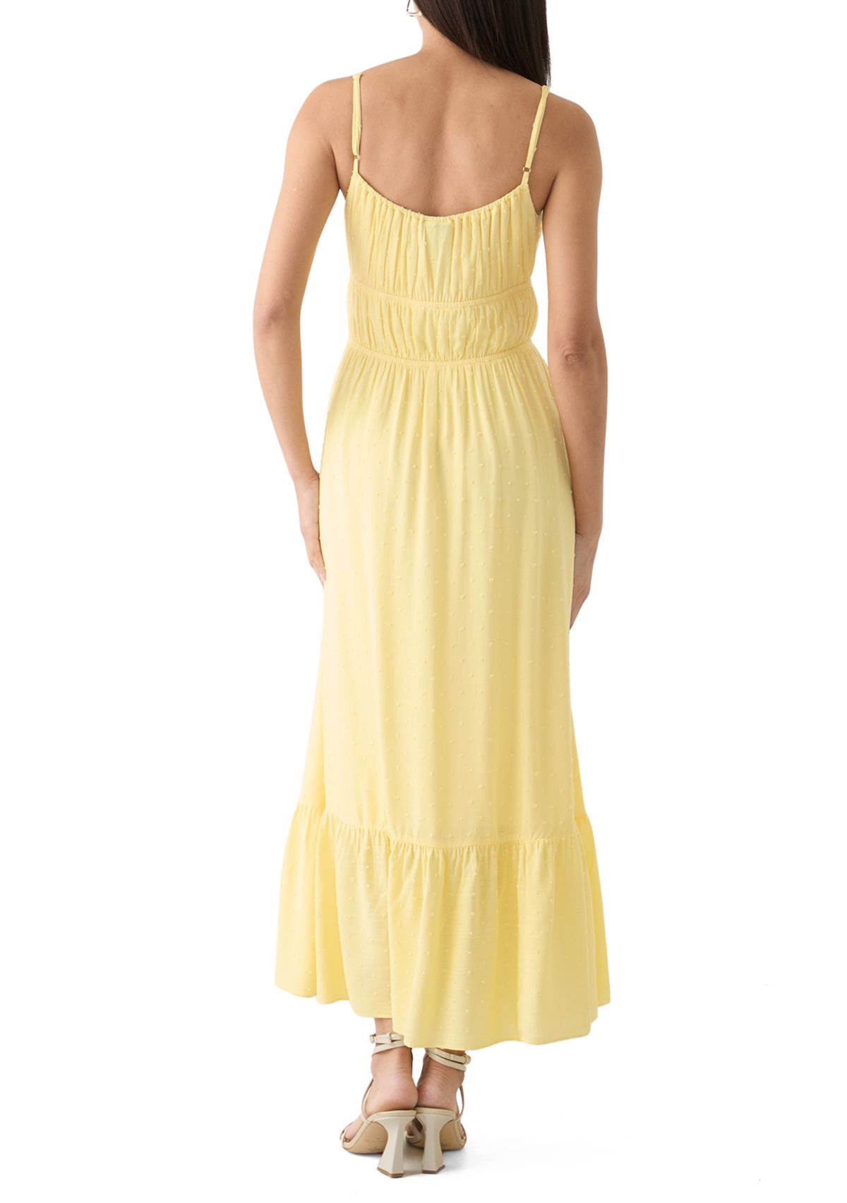 Womens Sleeveless Square Neck Solid Chiffon Dress