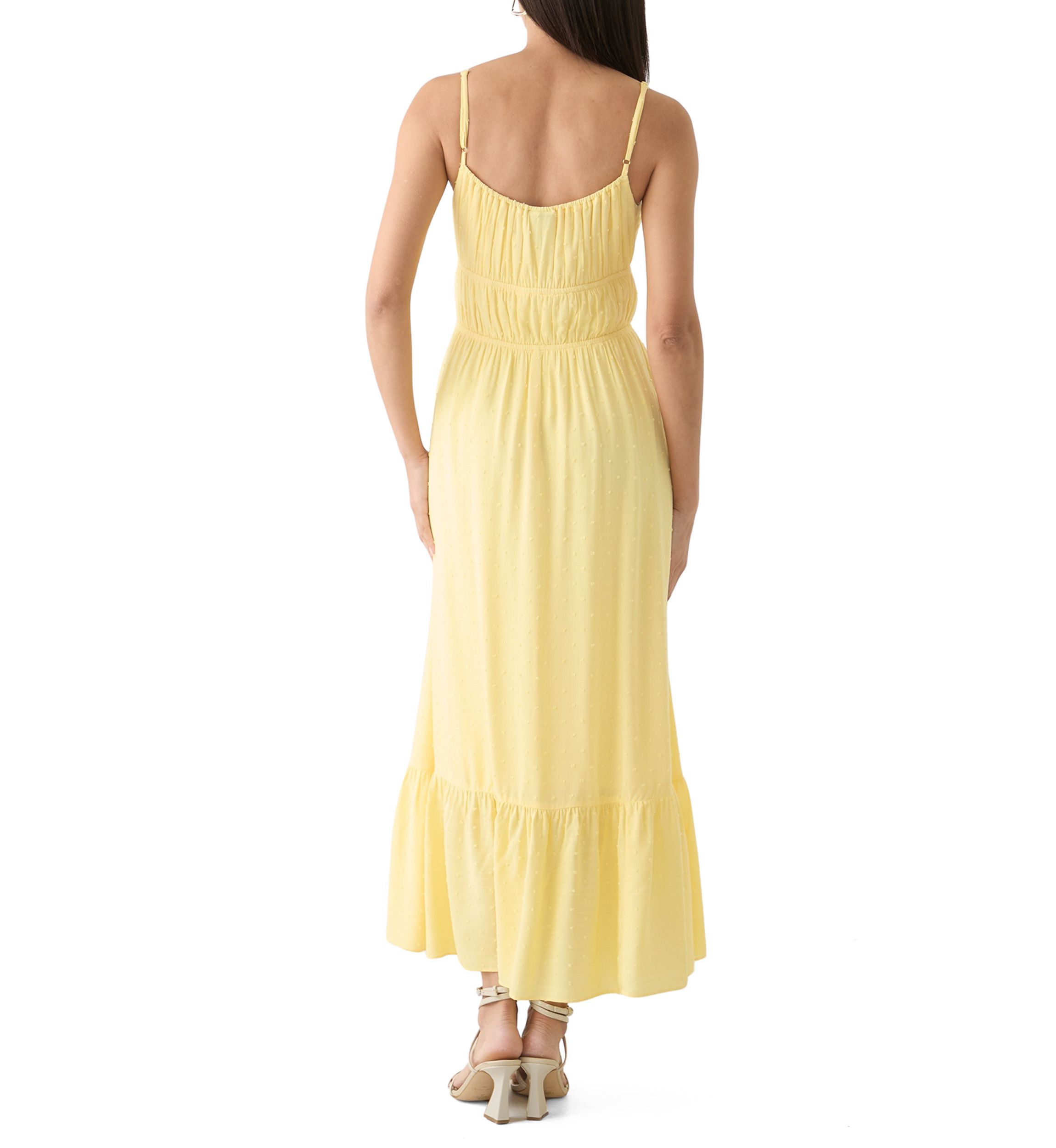 Womens Sleeveless Square Neck Solid Chiffon Dress