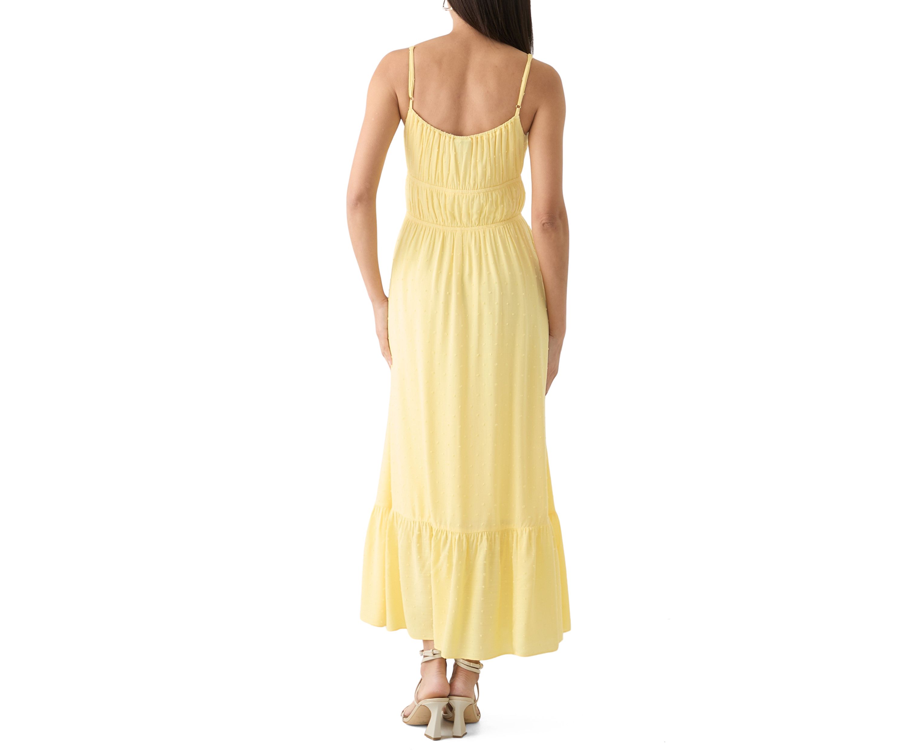 Womens Sleeveless Square Neck Solid Chiffon Dress