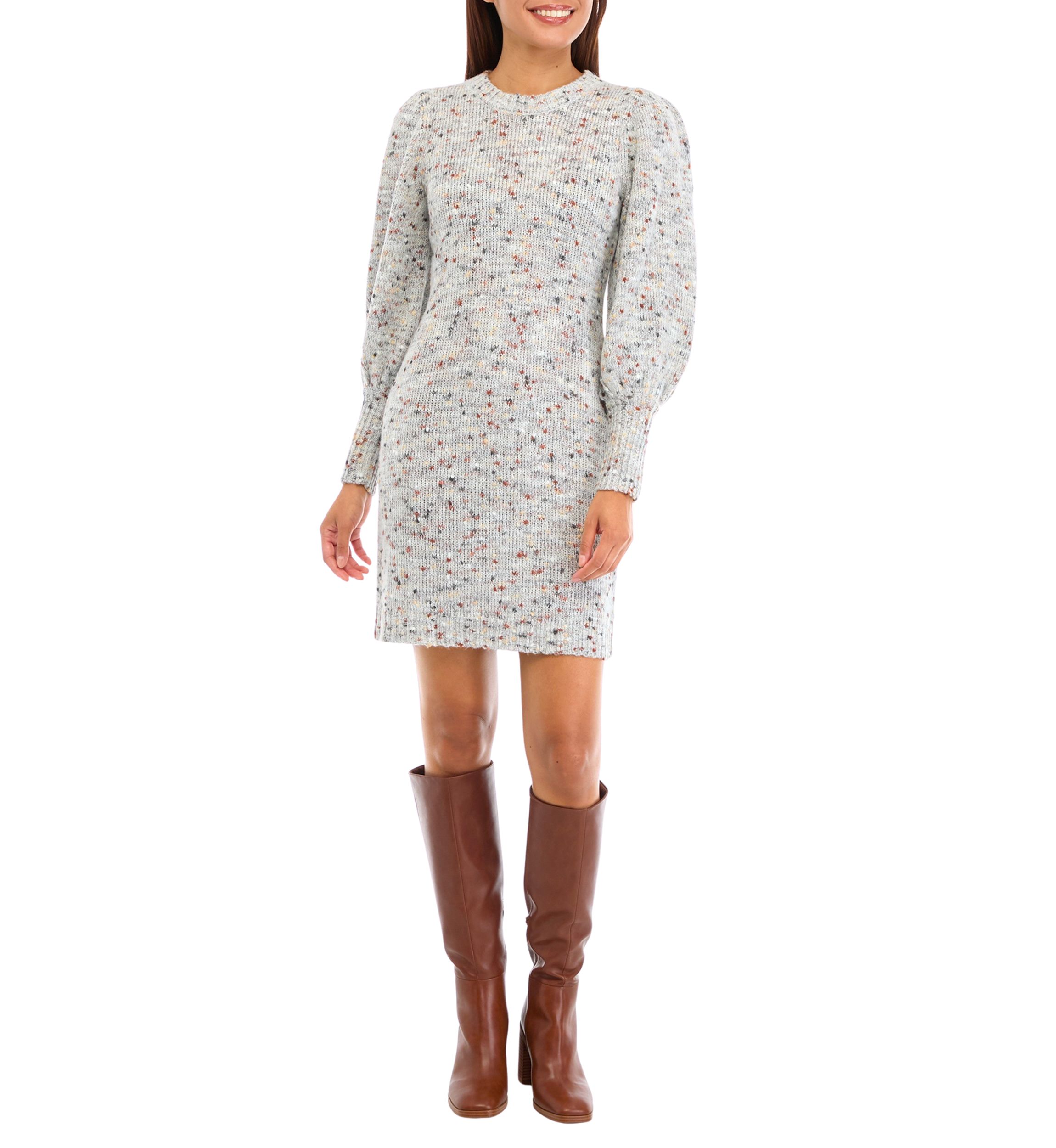Womens Puff Sleeve Sweater Dress