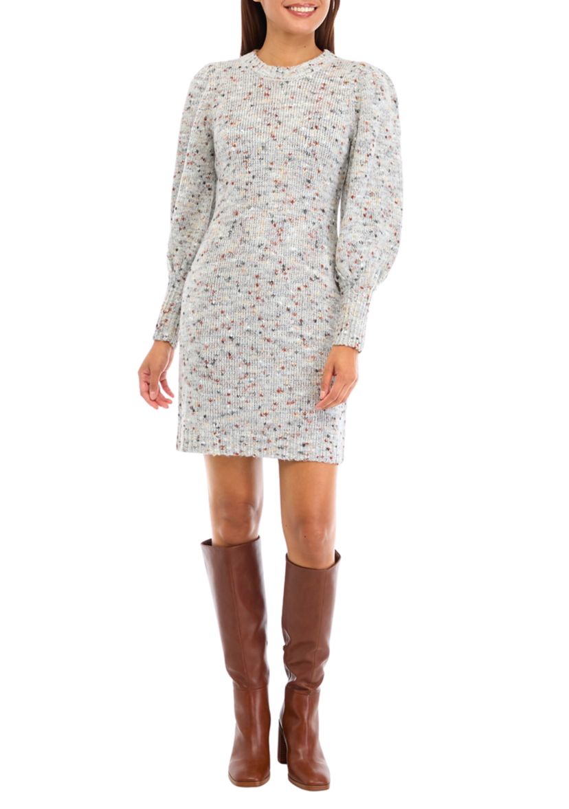 Womens Puff Sleeve Sweater Dress
