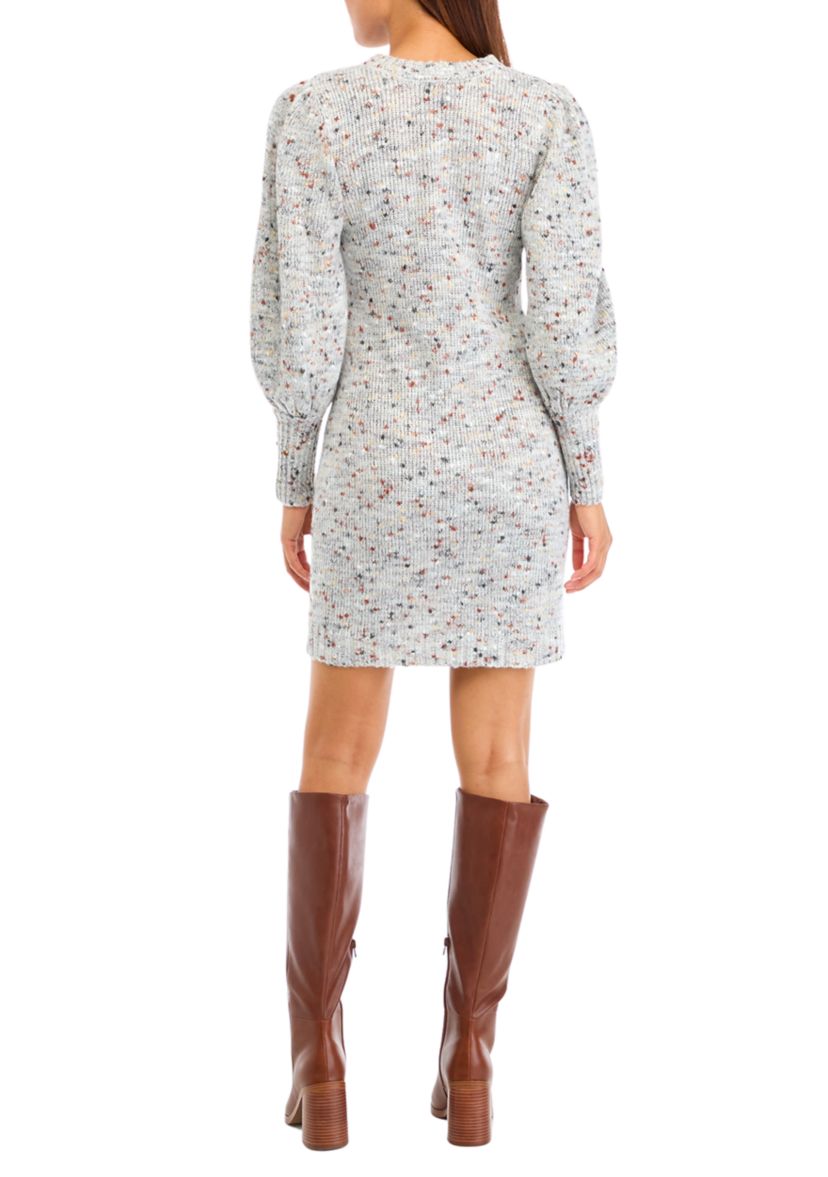 Womens Puff Sleeve Sweater Dress