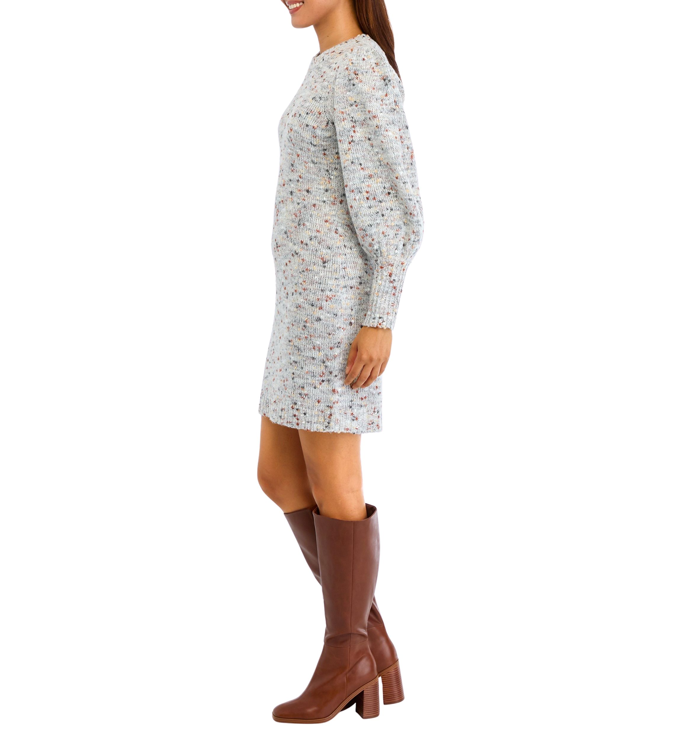 Womens Puff Sleeve Sweater Dress