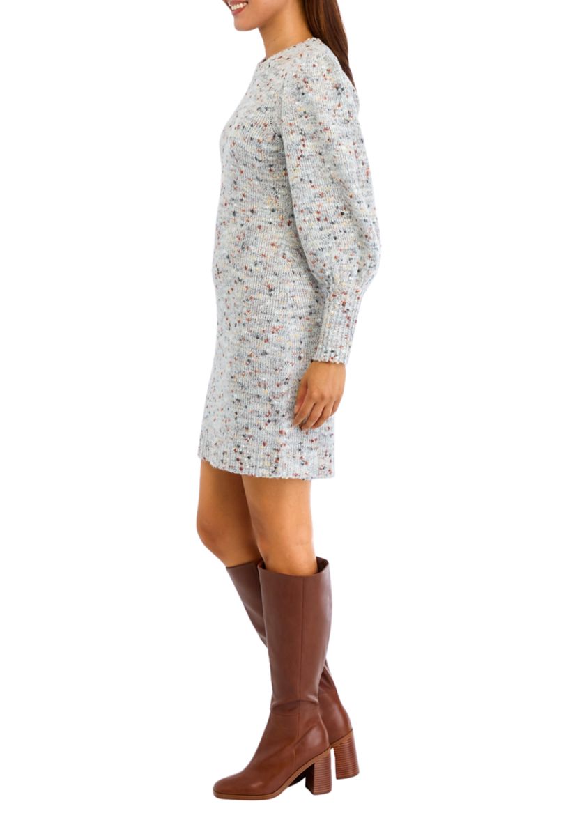 Womens Puff Sleeve Sweater Dress